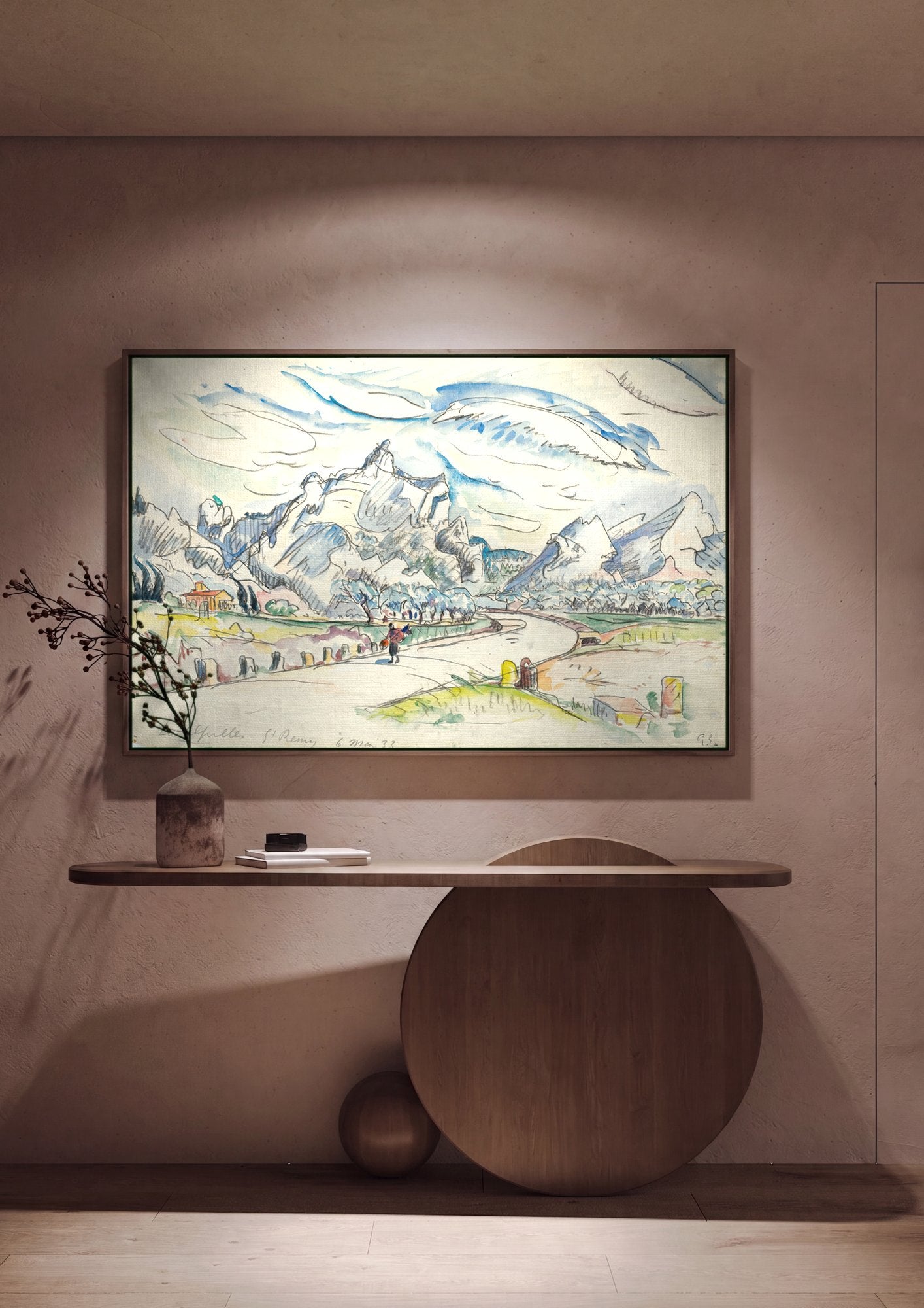 Quadro Decorativo Les Alpilles, Saint-Rémy - Paul Signac em ambiente decorado