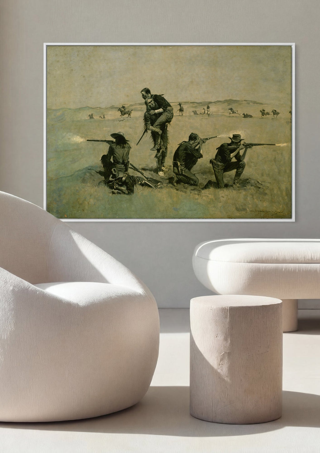 Quadro Decorativo A Batalha - Frederic Remington em ambiente decorado