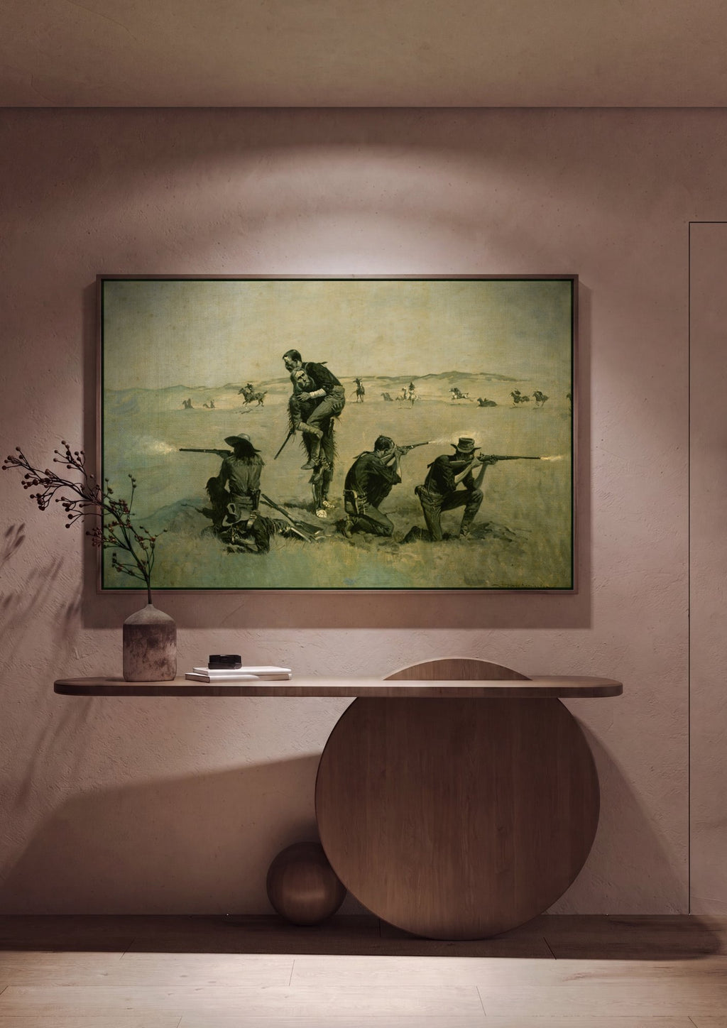 Quadro Decorativo A Batalha - Frederic Remington em ambiente decorado