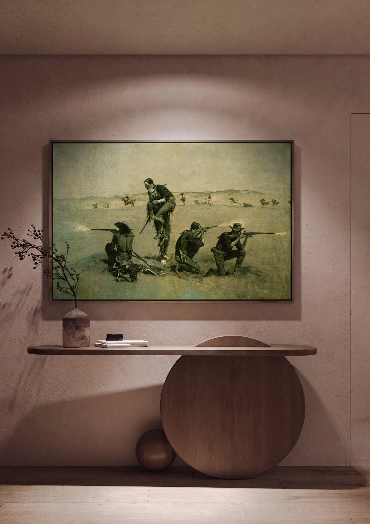 Quadro Decorativo A Batalha - Frederic Remington em ambiente decorado