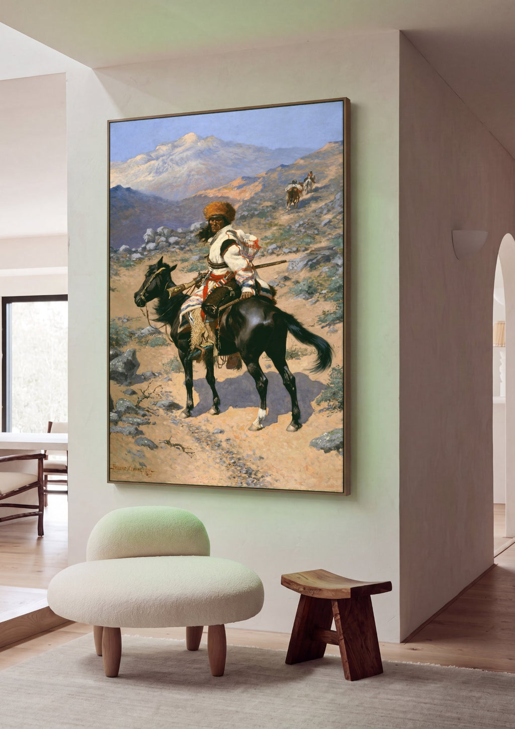 Quadro Decorativo O Batedor - Frederic Remington em ambiente decorado