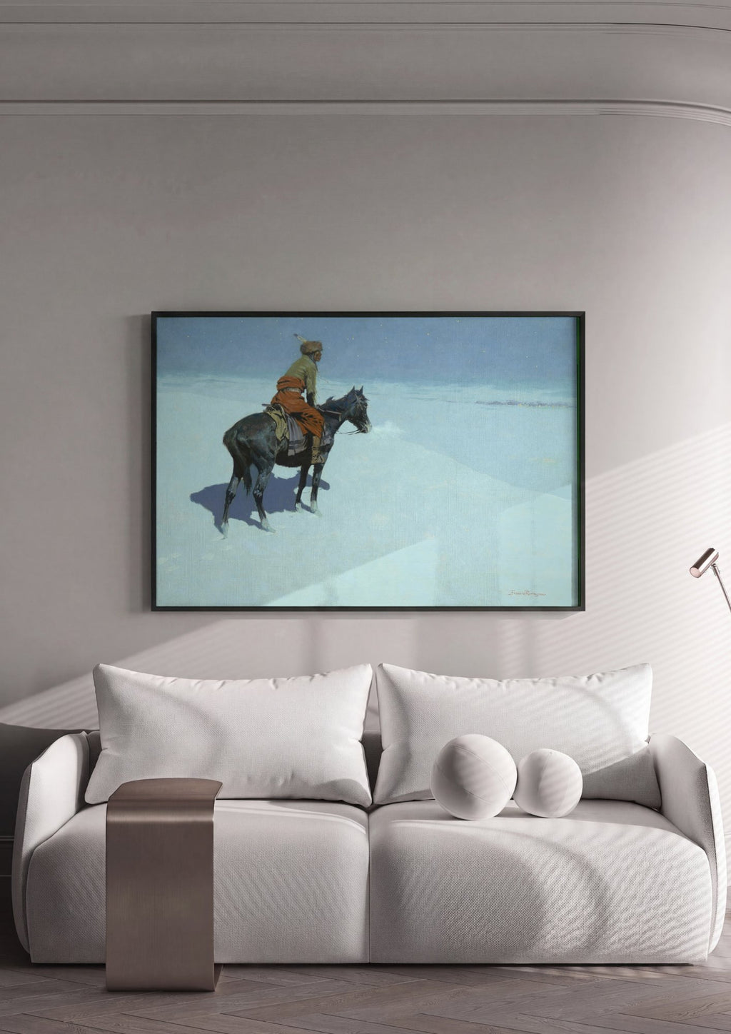 Quadro Decorativo 'The Scout' - Frederic Remington em ambiente decorado