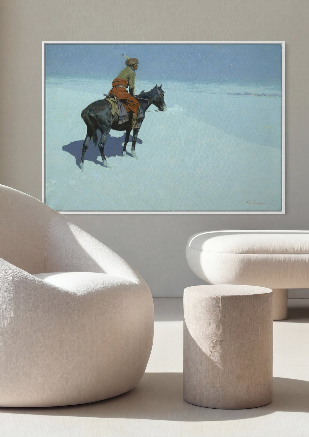 Quadro Decorativo 'The Scout' - Frederic Remington em ambiente decorado