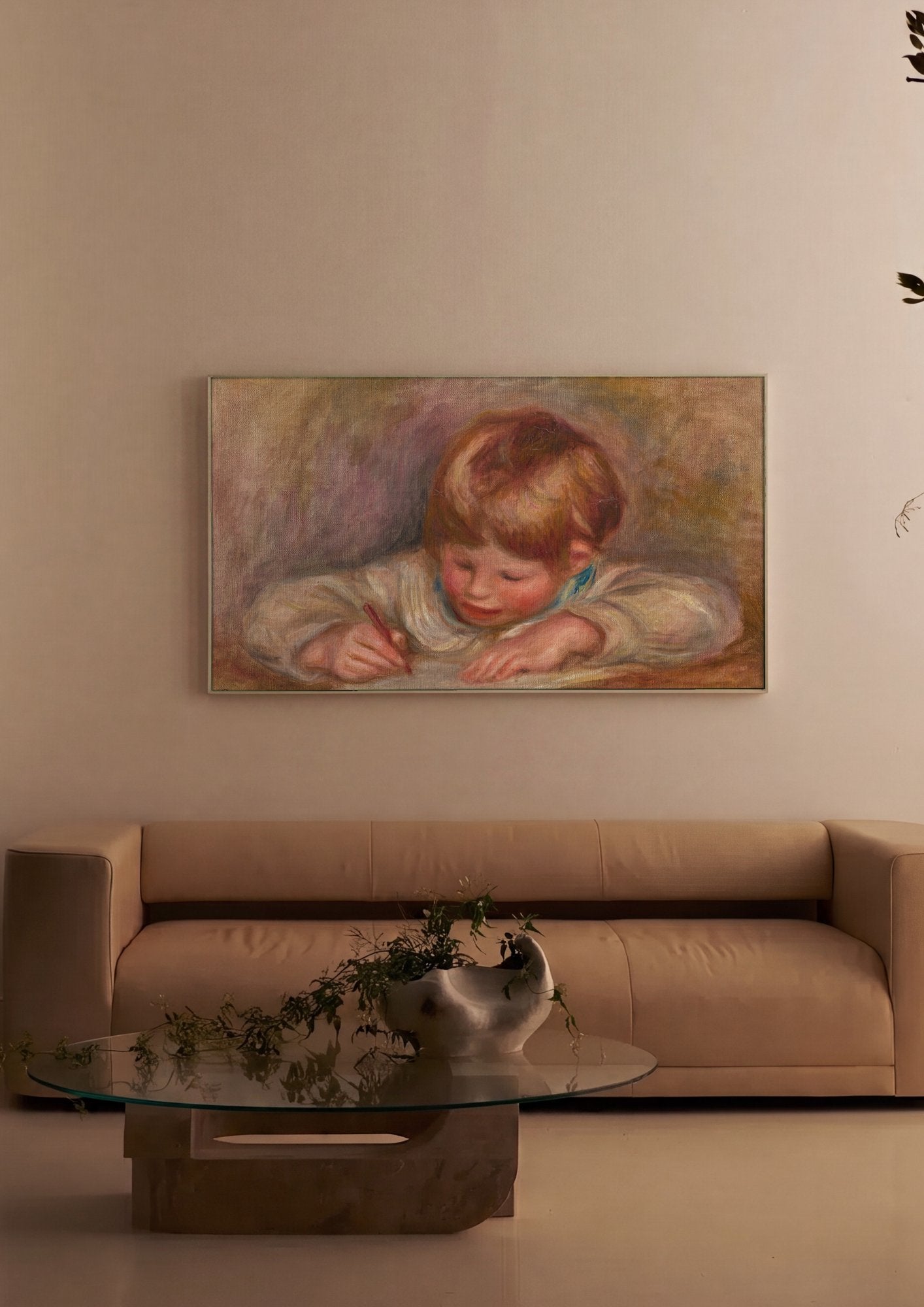 Quadro Decorativo Criança Escrevendo - Renoir em ambiente decorado