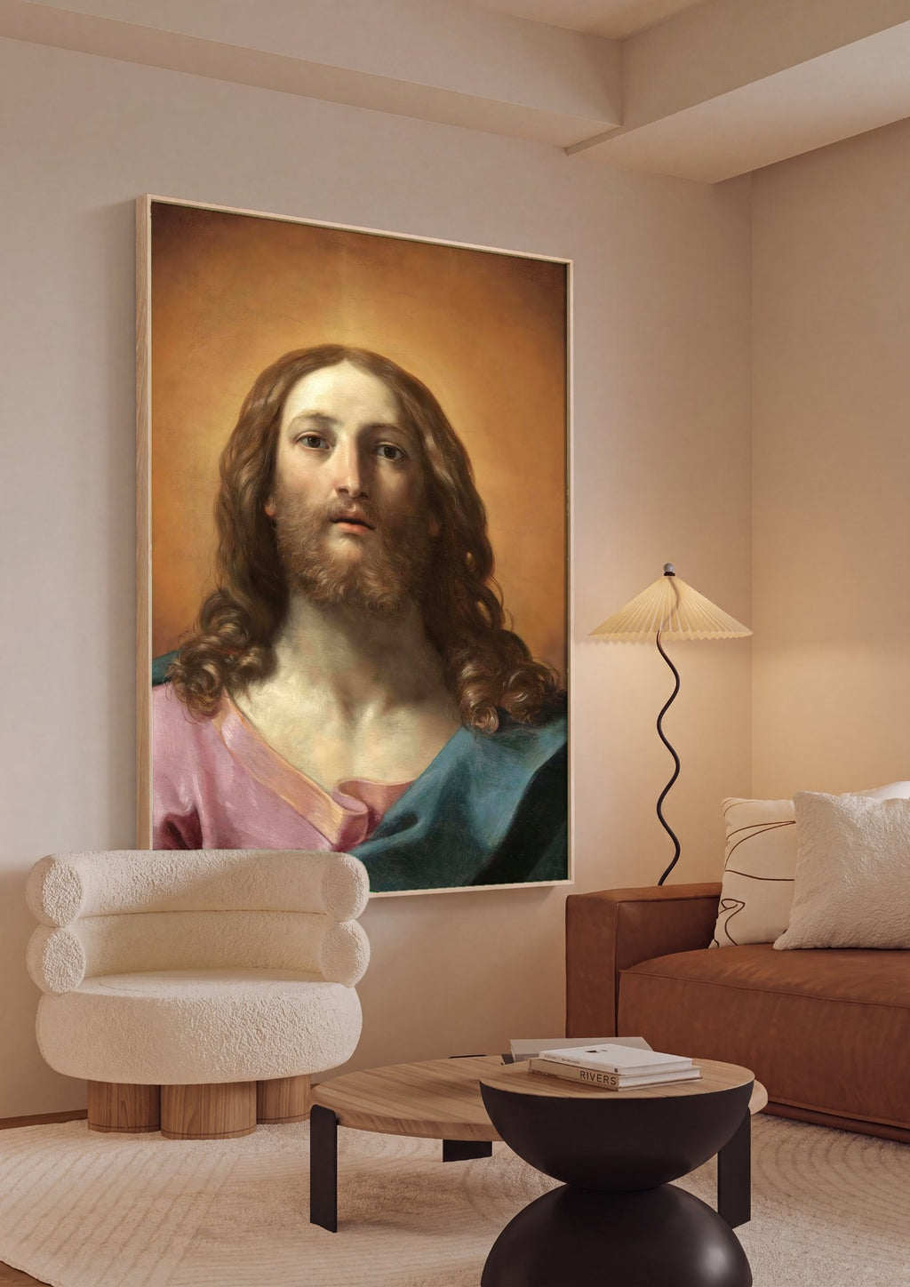 Quadro Decorativo Jesus Cristo - Guido Reni em ambiente decorado