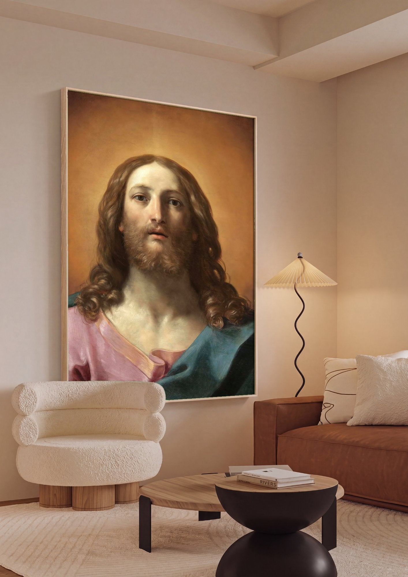 Quadro Decorativo Jesus Cristo - Guido Reni em ambiente decorado