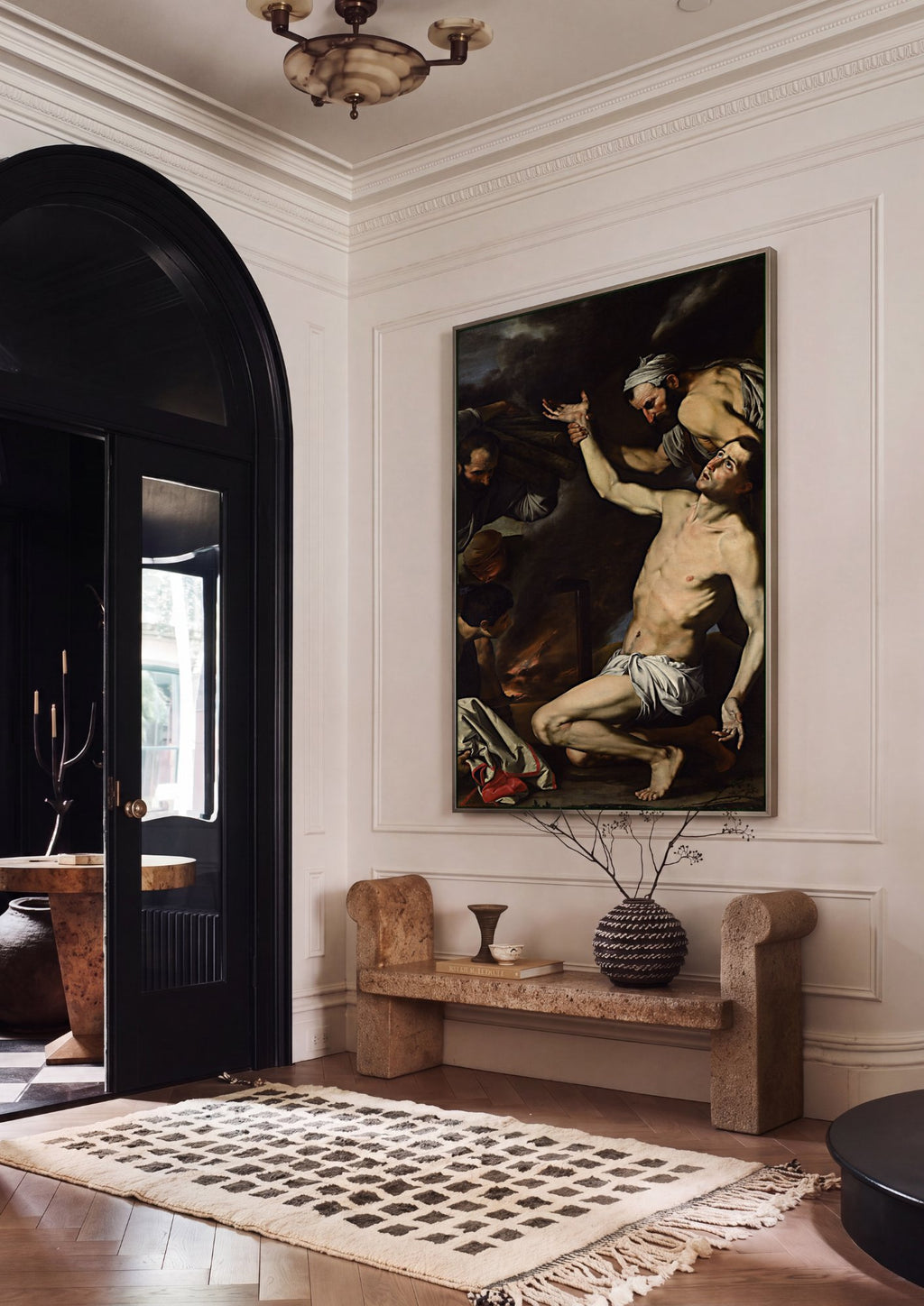 Quadro Decorativo Martírio de São Lourenço - Jusepe de Ribera em ambiente decorado