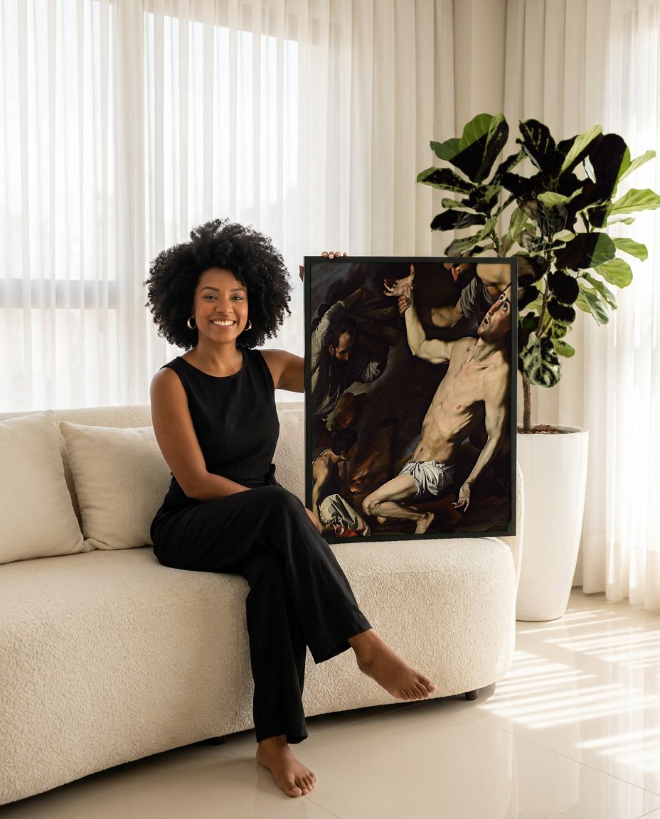 Quadro Decorativo Martírio de São Lourenço - Jusepe de Ribera com modelo em ambiente