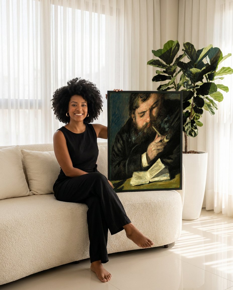 Quadro Decorativo Homem com Cachimbo - Renoir com modelo em ambiente