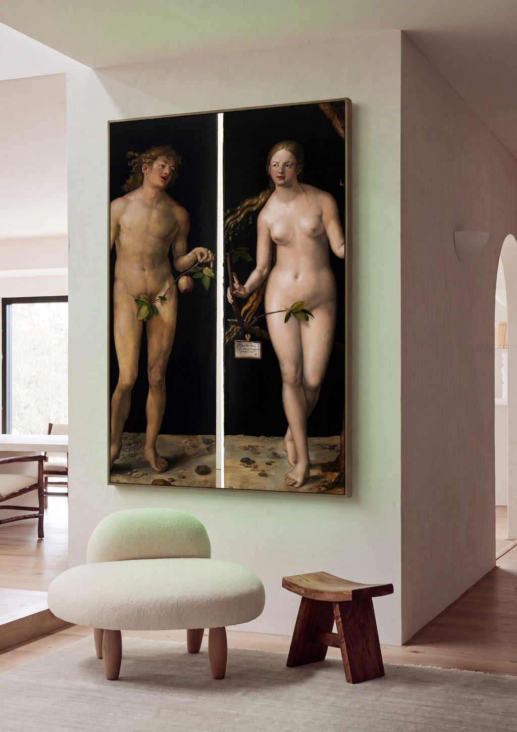 Quadro Decorativo Adão e Eva - Dürer em ambiente decorado