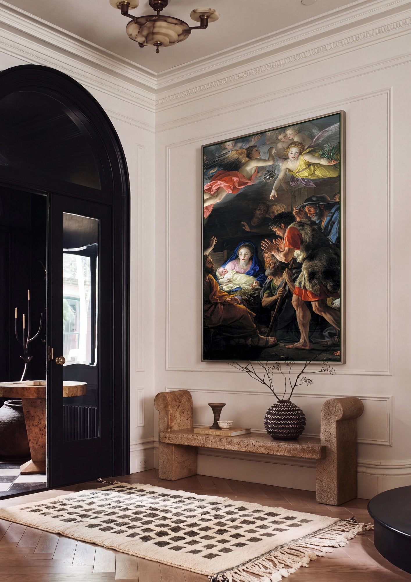 Quadro Decorativo Adoração dos Pastores - Anton Raphael Mengs em ambiente decorado