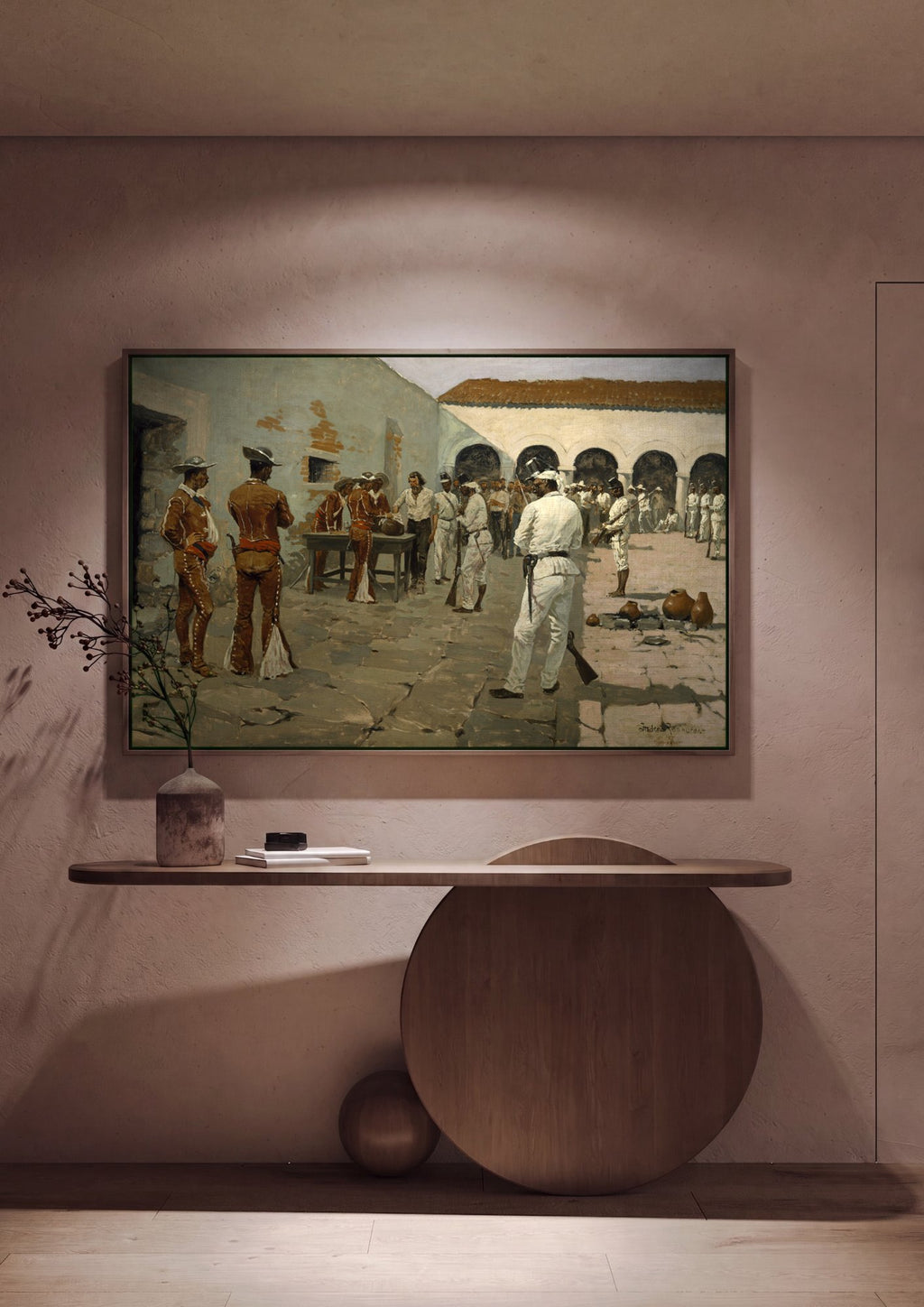 Quadro Decorativo A Ronda dos Batedores - Frederic Remington em ambiente decorado