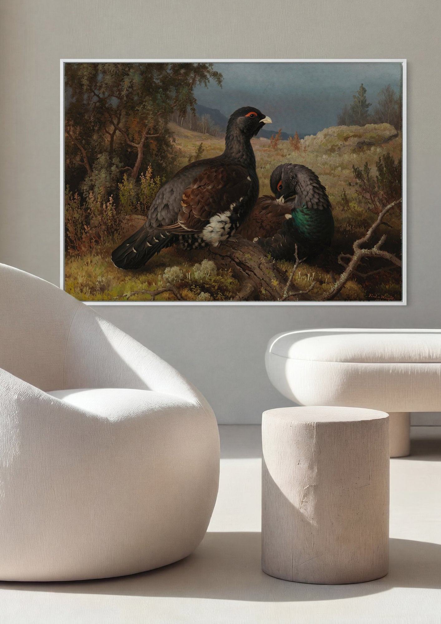 Quadro Decorativo Capercaillie na Floresta - Ferdinand von Wright em ambiente decorado