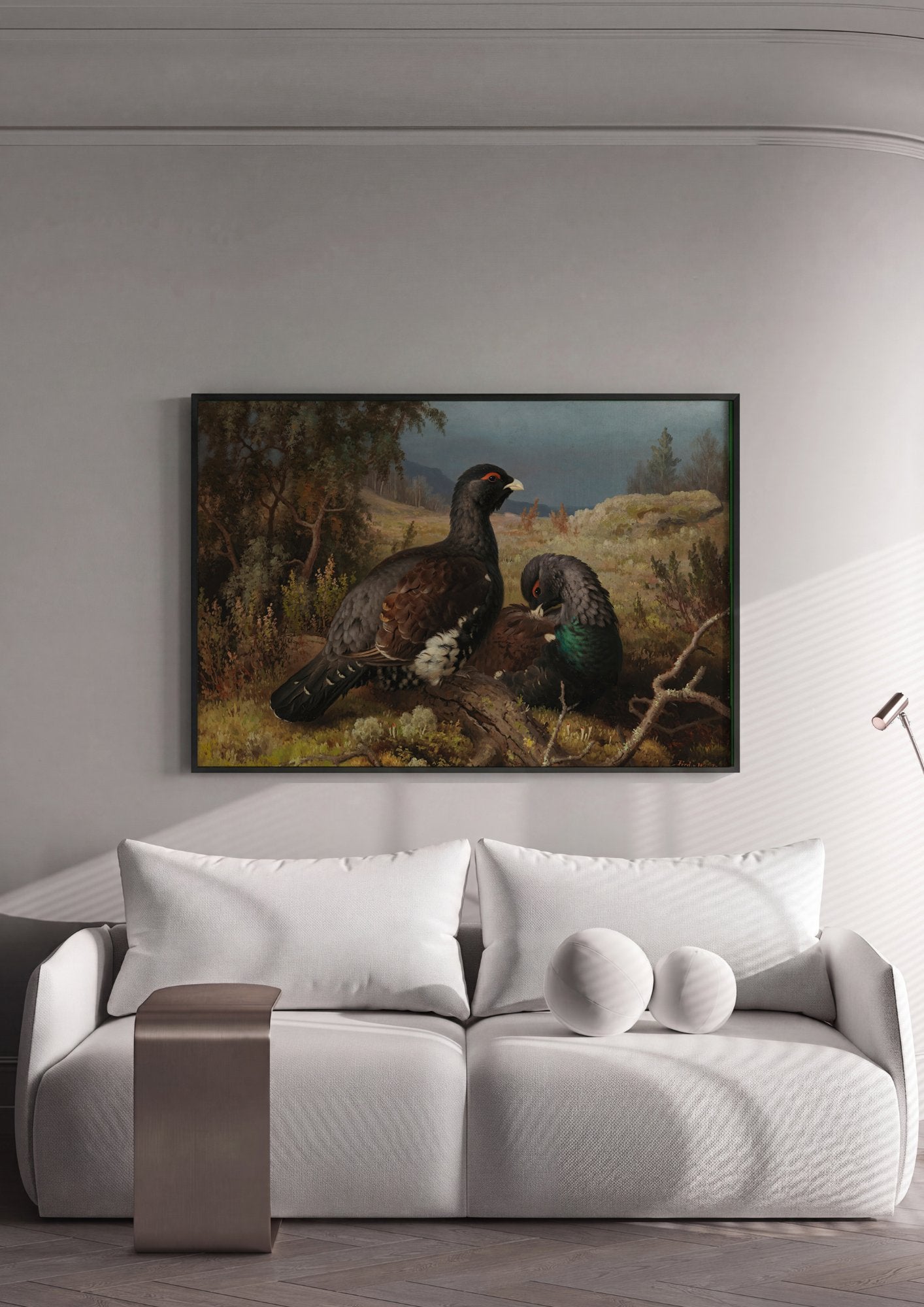 Quadro Decorativo Capercaillie na Floresta - Ferdinand von Wright em ambiente decorado