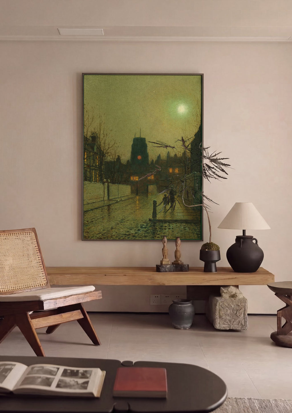 Quadro Decorativo Noite Luar de Londres - J. Atkinson Grimshaw em ambiente decorado