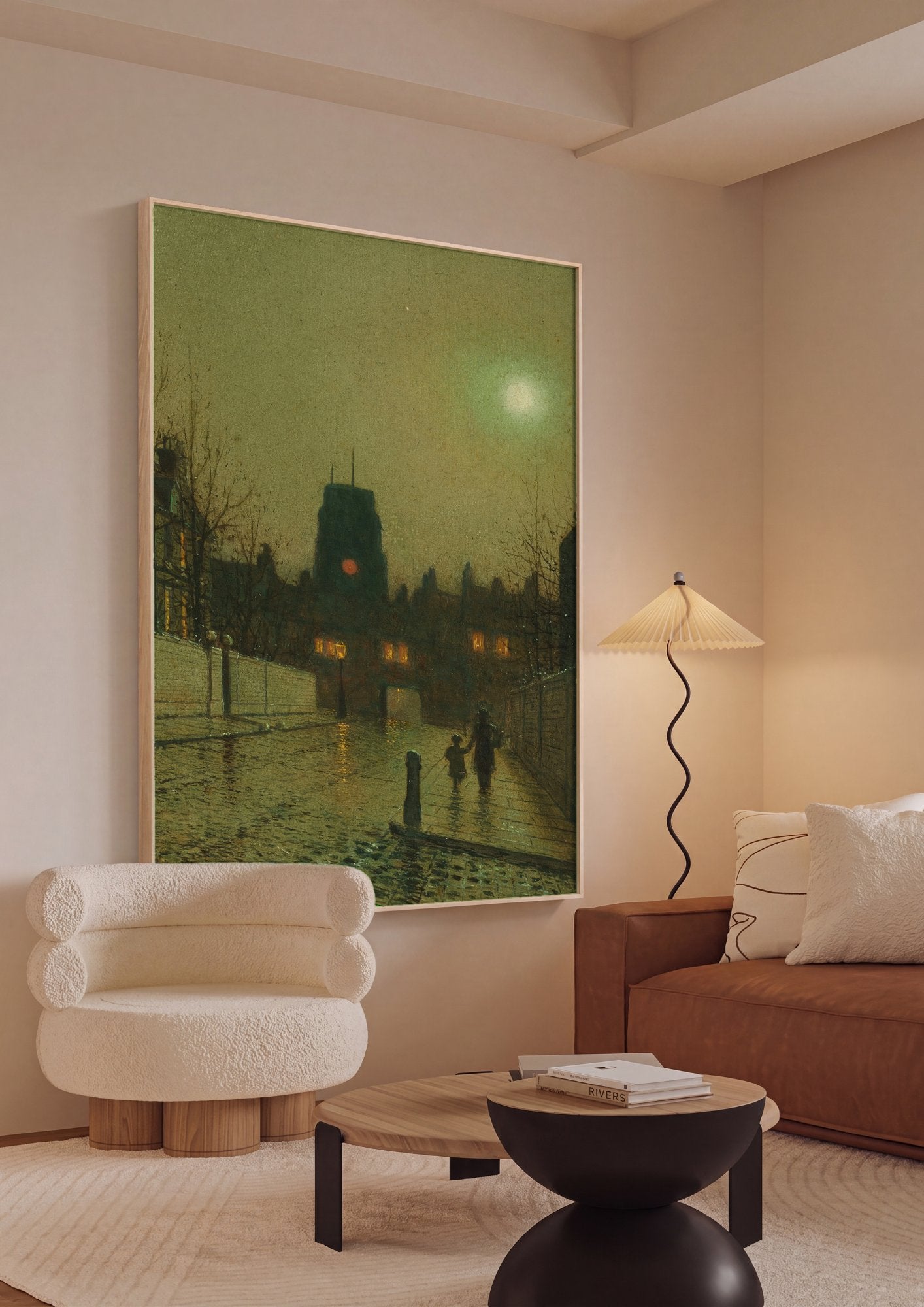 Quadro Decorativo Noite Luar de Londres - J. Atkinson Grimshaw em ambiente decorado