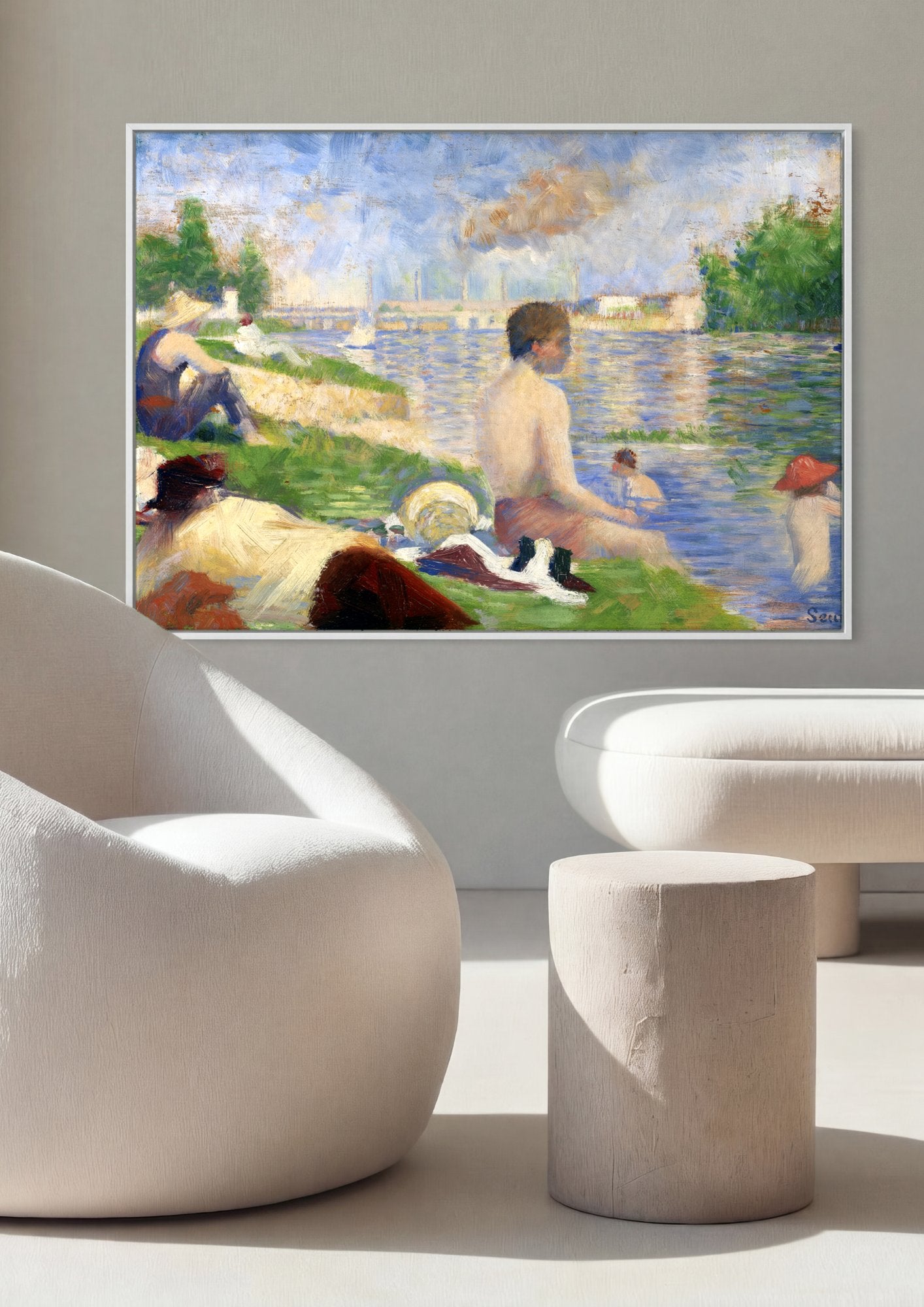 Quadro Decorativo Banhistas em Asnières - Georges Seurat em ambiente decorado