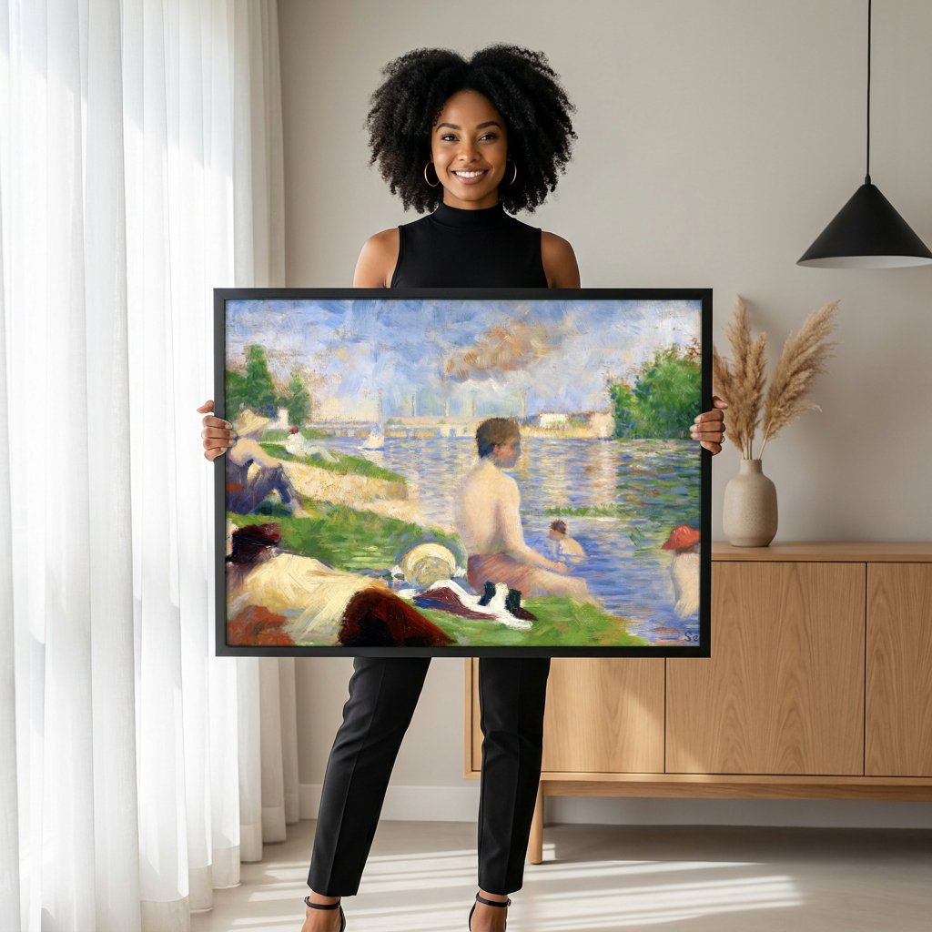 Quadro Decorativo Banhistas em Asnières - Georges Seurat com modelo em ambiente