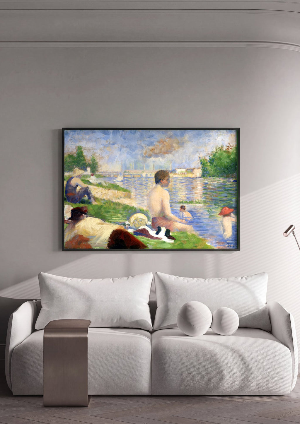Quadro Decorativo Banhistas em Asnières - Georges Seurat em ambiente decorado