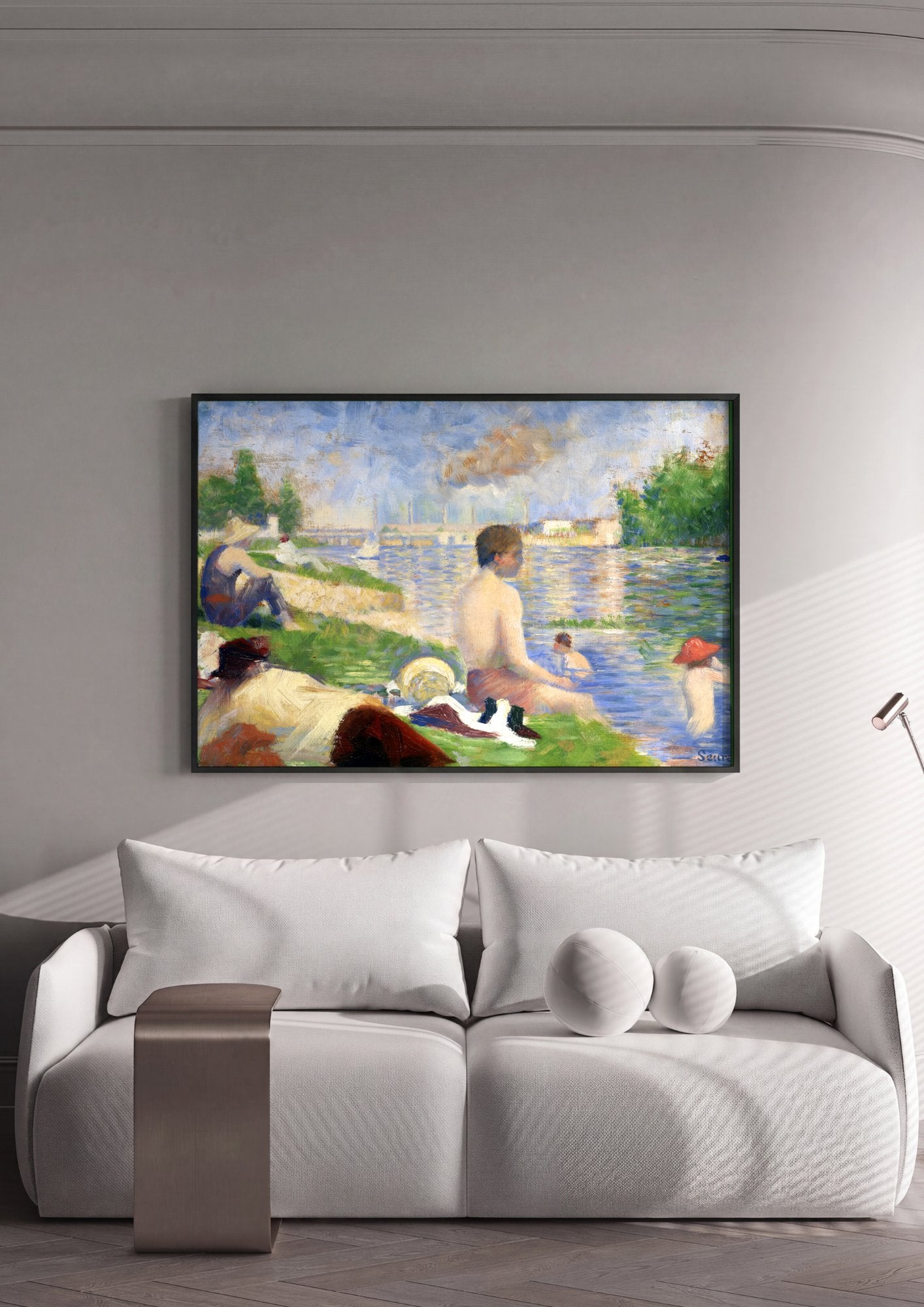 Quadro Decorativo Banhistas em Asnières - Georges Seurat em ambiente decorado