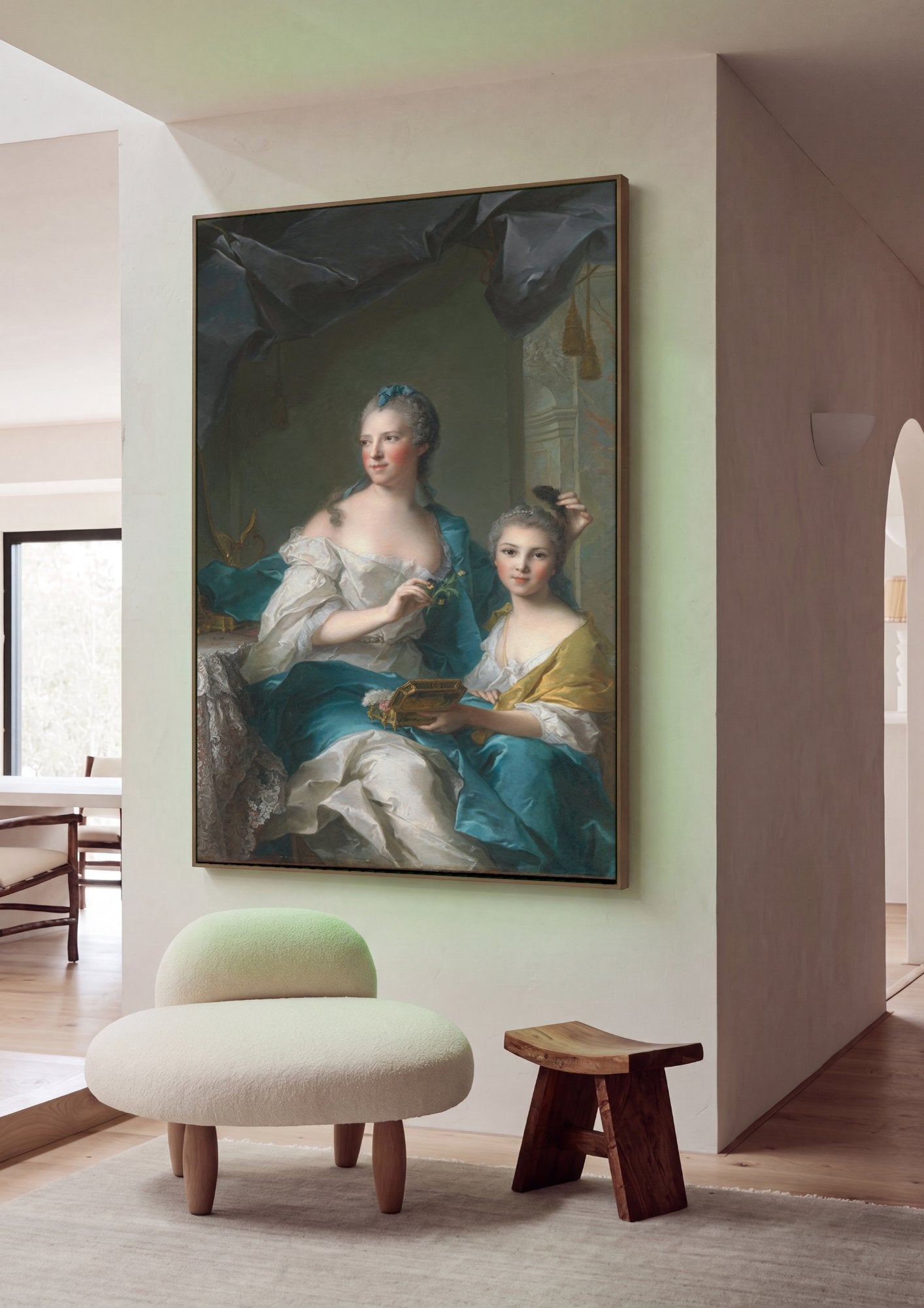 Quadro Decorativo A Duquesa de Chartres e sua Filha - Jean Marc Nattier em ambiente decorado