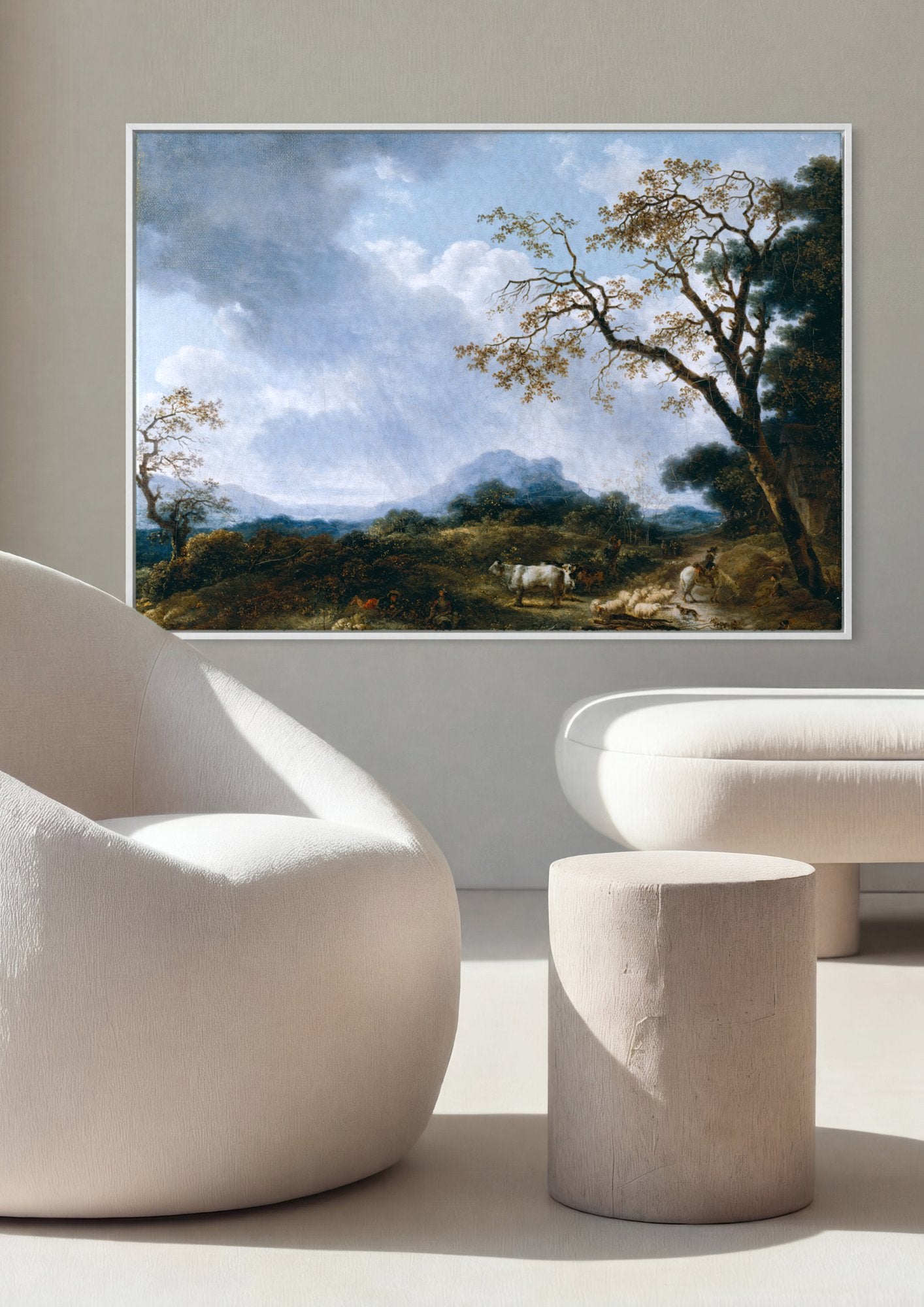 Quadro Decorativo Paisagem com Pastores e Rebanho - Fragonard em ambiente decorado