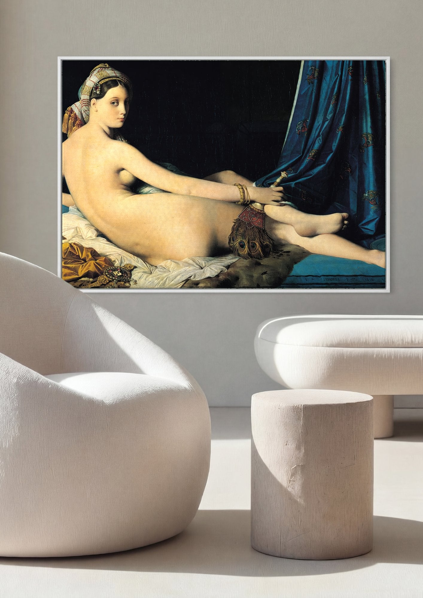 Quadro Decorativo Grande Odalisca - Ingres em ambiente decorado
