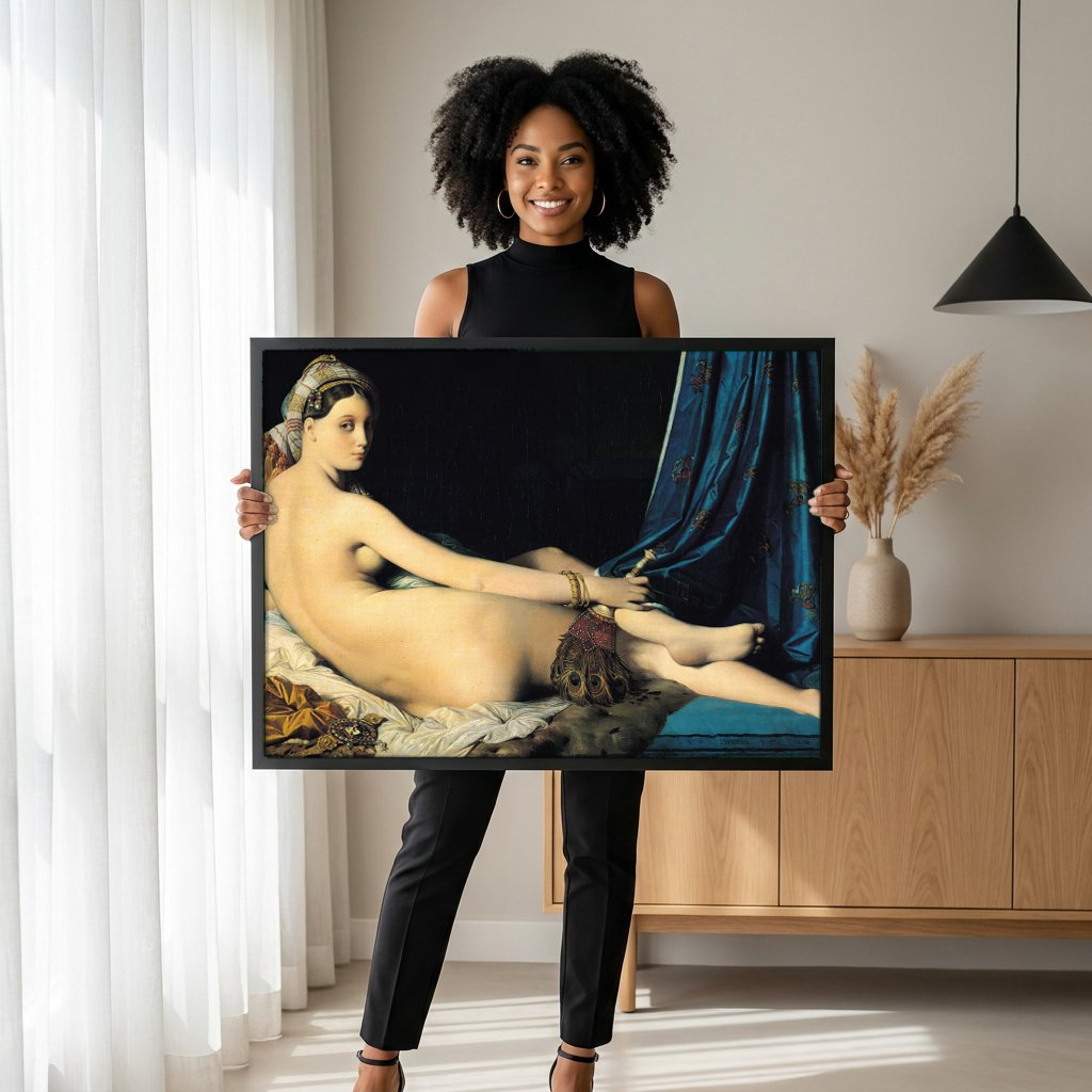 Quadro Decorativo Grande Odalisca - Ingres com modelo em ambiente