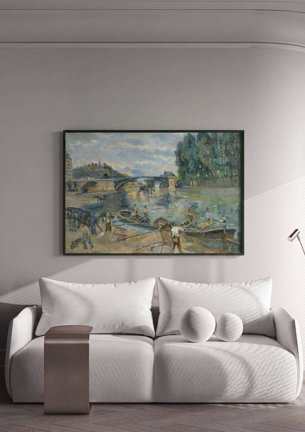 Quadro Decorativo A Ponte e os Lavadores - Armand Guillaumin em ambiente decorado