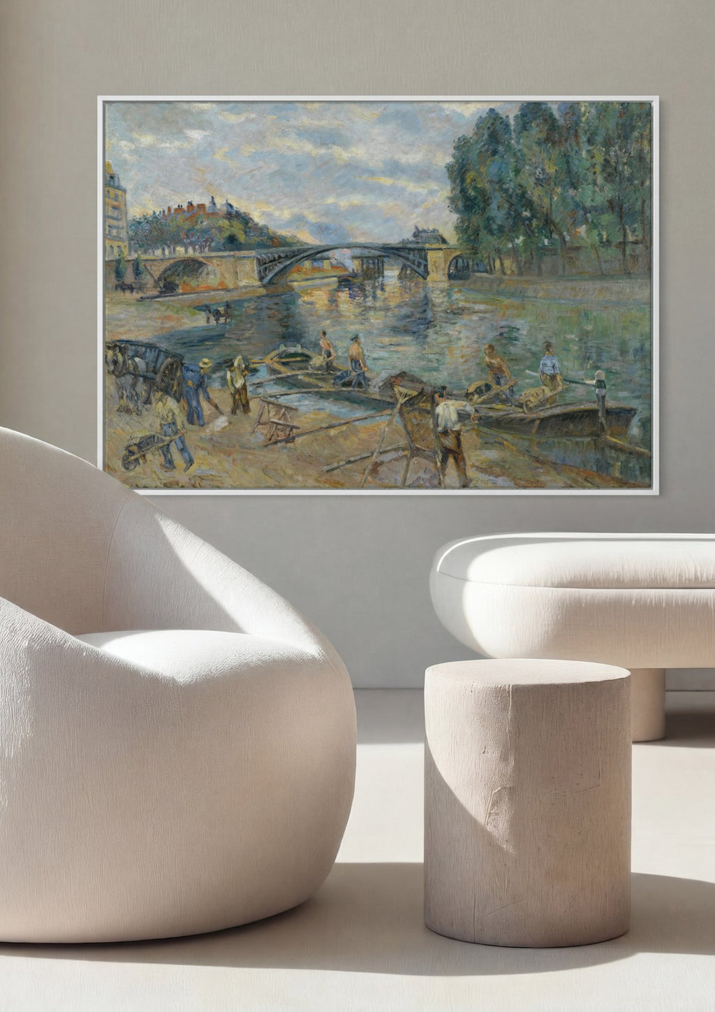 Quadro Decorativo A Ponte e os Lavadores - Armand Guillaumin em ambiente decorado