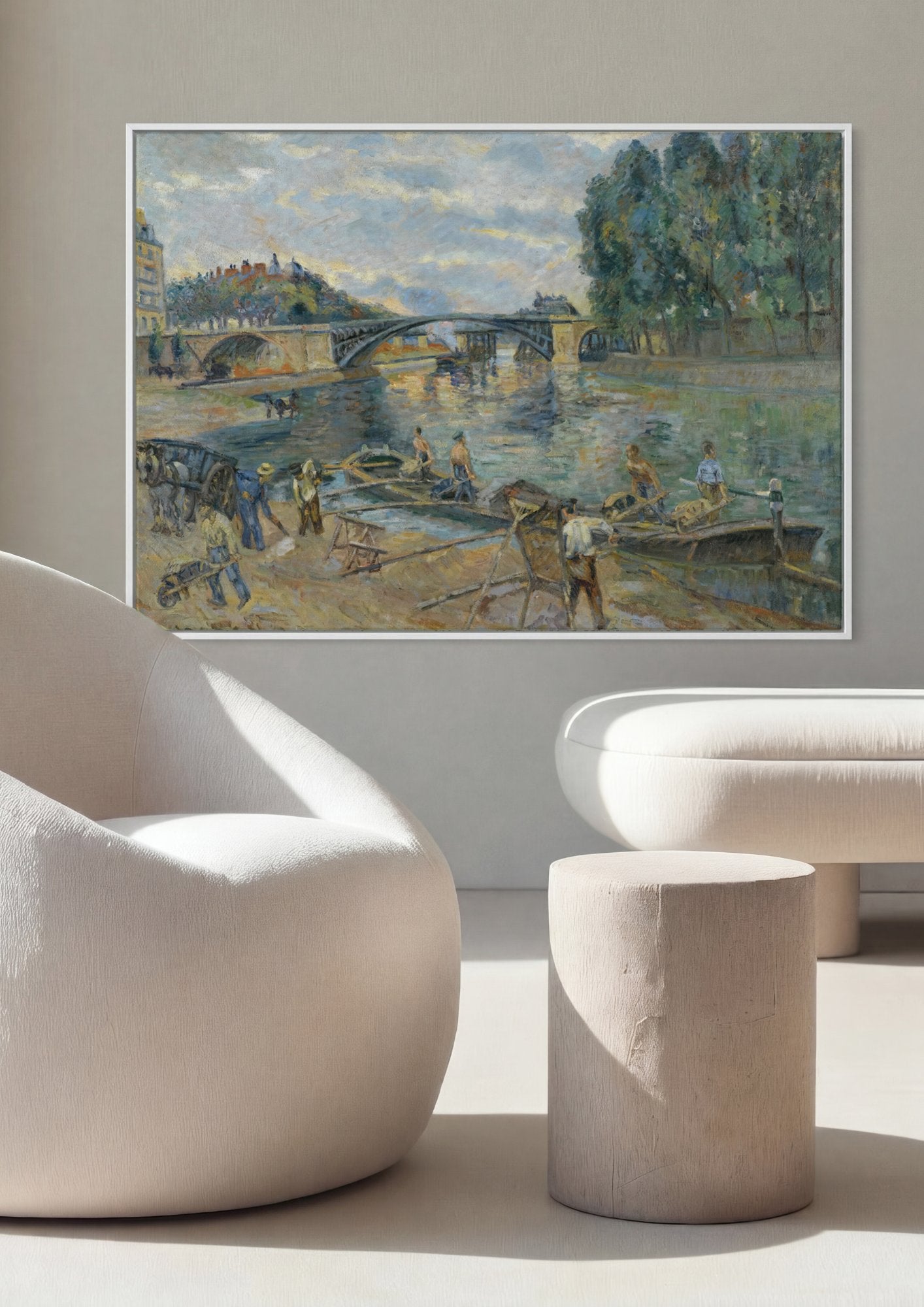 Quadro Decorativo A Ponte e os Lavadores - Armand Guillaumin em ambiente decorado