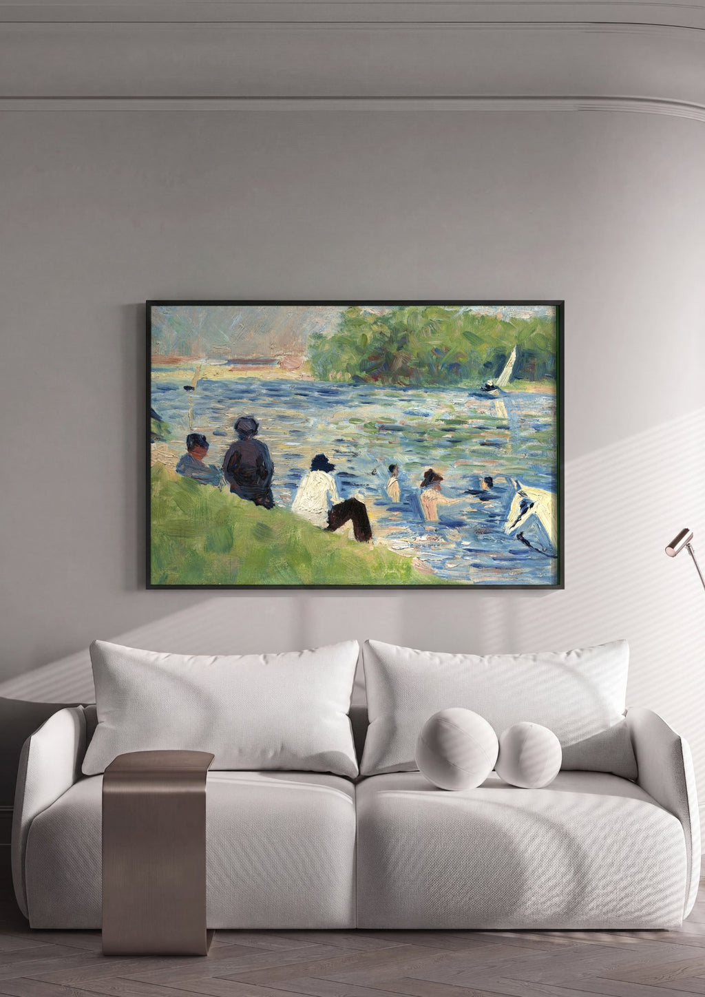 Quadro Decorativo Banhistas em Asnières - Georges Seurat em ambiente decorado