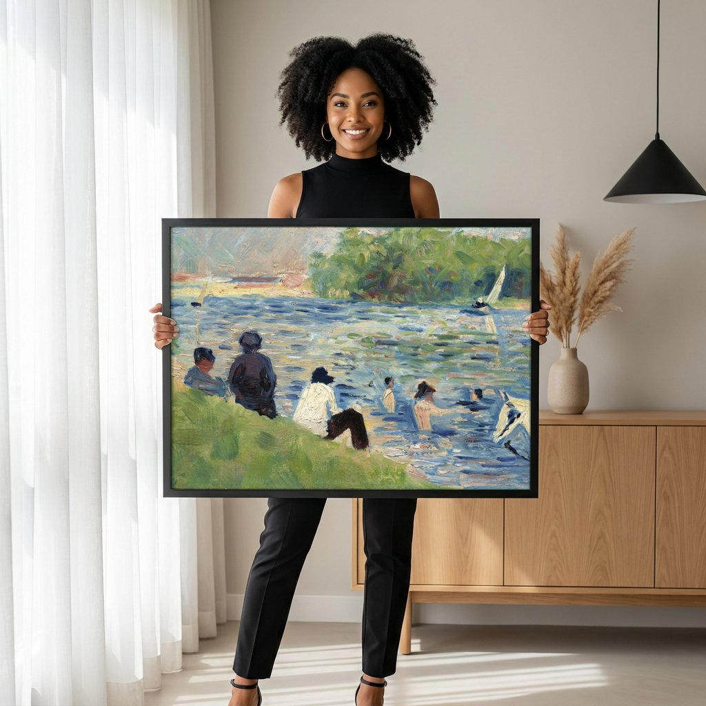Quadro Decorativo Banhistas em Asnières - Georges Seurat com modelo em ambiente