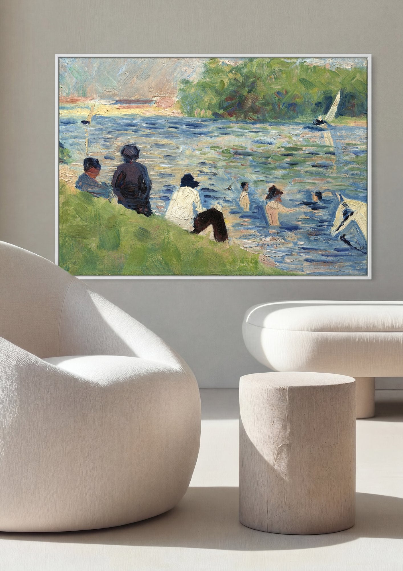 Quadro Decorativo Banhistas em Asnières - Georges Seurat em ambiente decorado