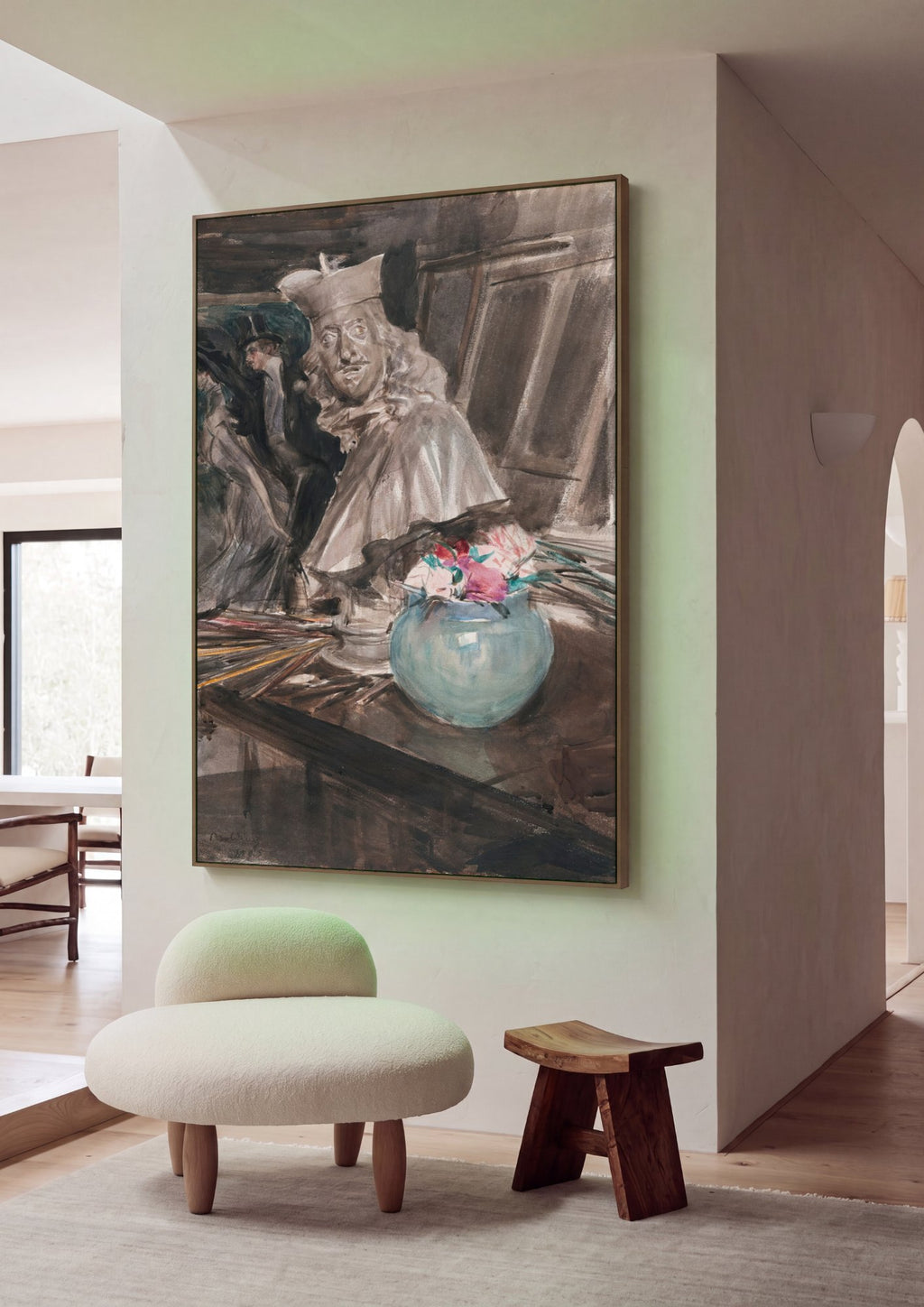 Quadro Decorativo Busto e Vaso de Flores - Giovanni Boldini em ambiente decorado