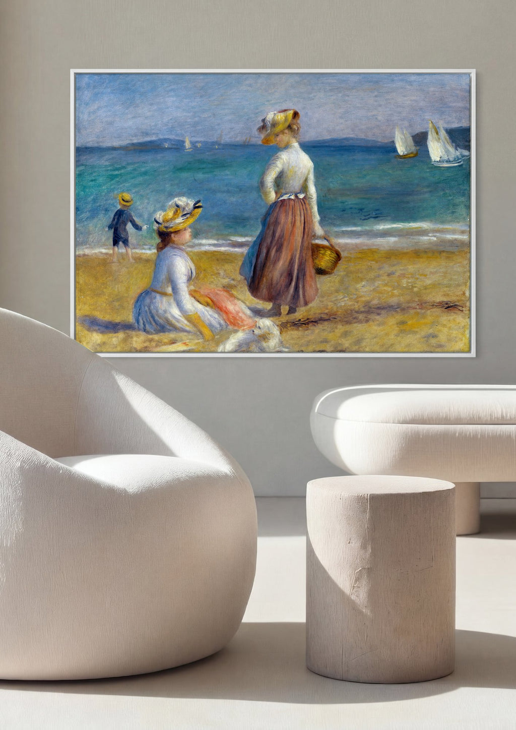Quadro Decorativo Na Praia (Duas Mulheres com Criança) - Renoir em ambiente decorado