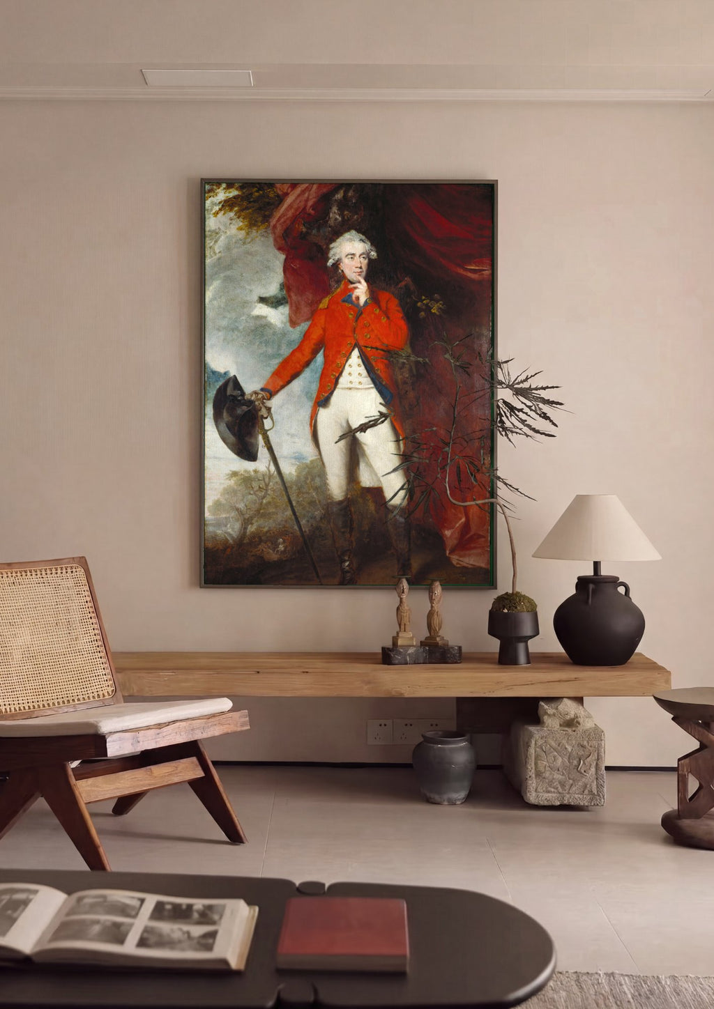 Quadro Decorativo Retrato de Sir Jeffrey Amherst - Joshua Reynolds em ambiente decorado