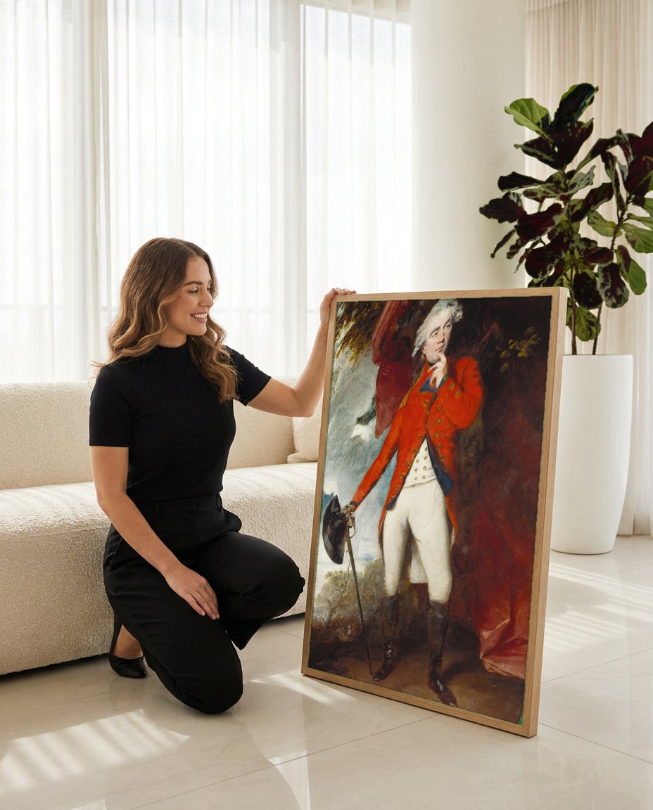 Quadro Decorativo Retrato de Sir Jeffrey Amherst - Joshua Reynolds com modelo em ambiente