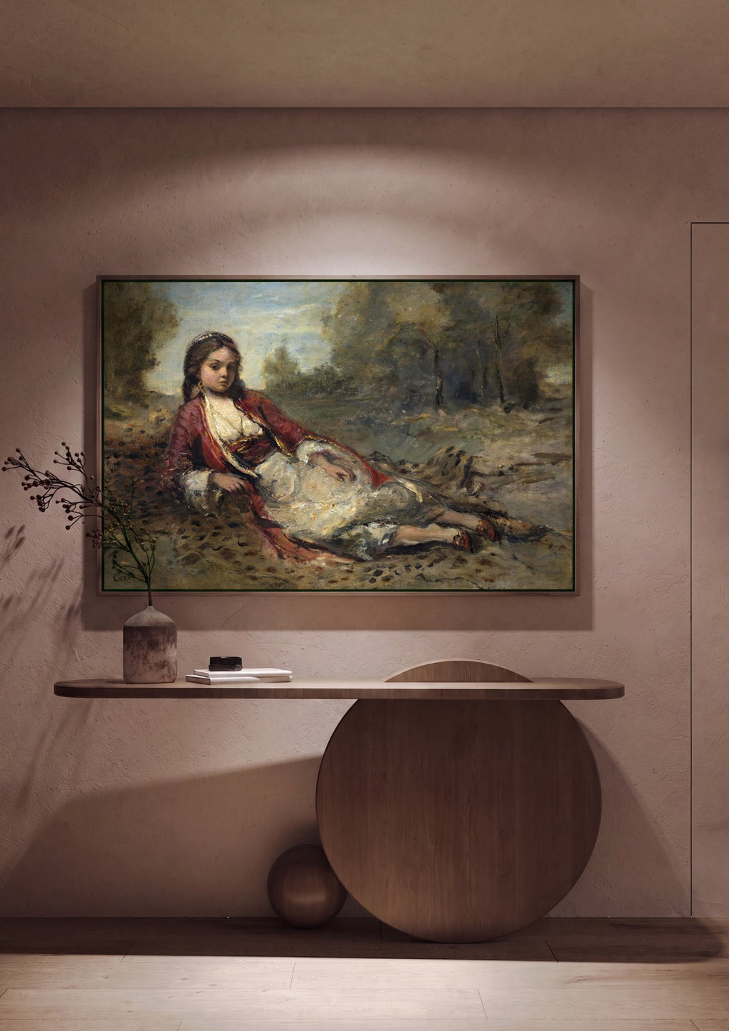 Quadro Decorativo A Mulher Jovem de Argel - Corot em ambiente decorado