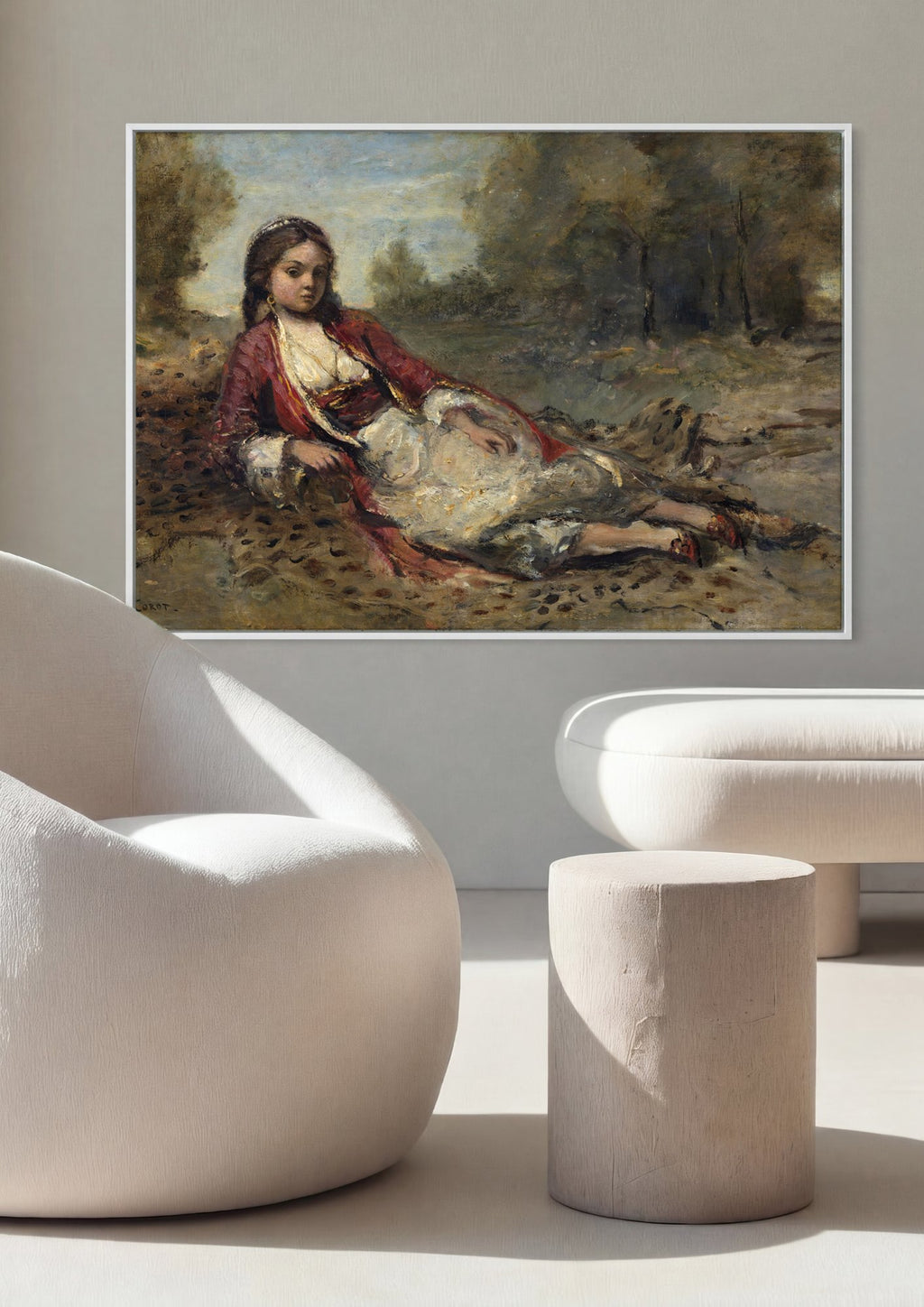 Quadro Decorativo A Mulher Jovem de Argel - Corot em ambiente decorado