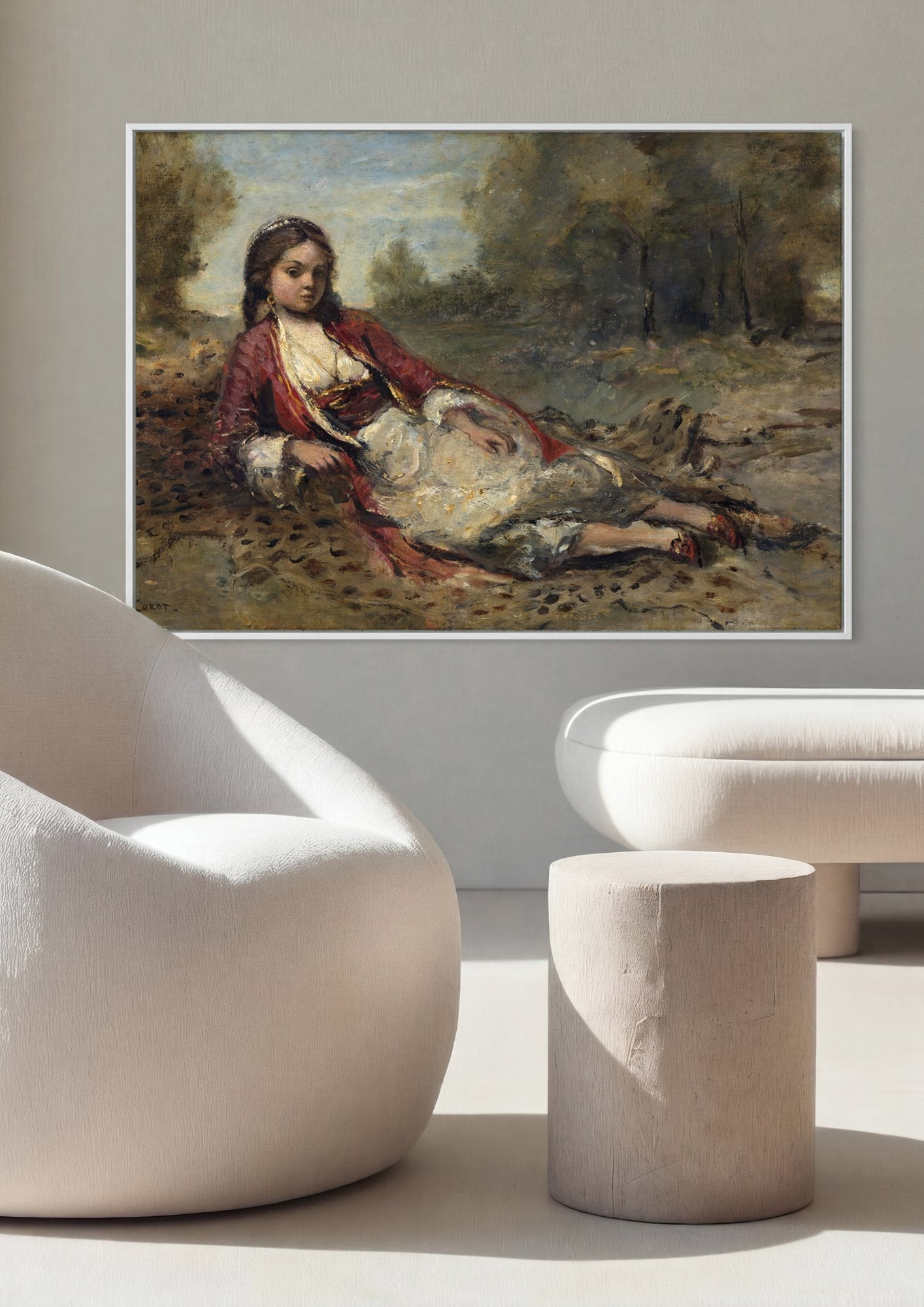 Quadro Decorativo A Mulher Jovem de Argel - Corot em ambiente decorado