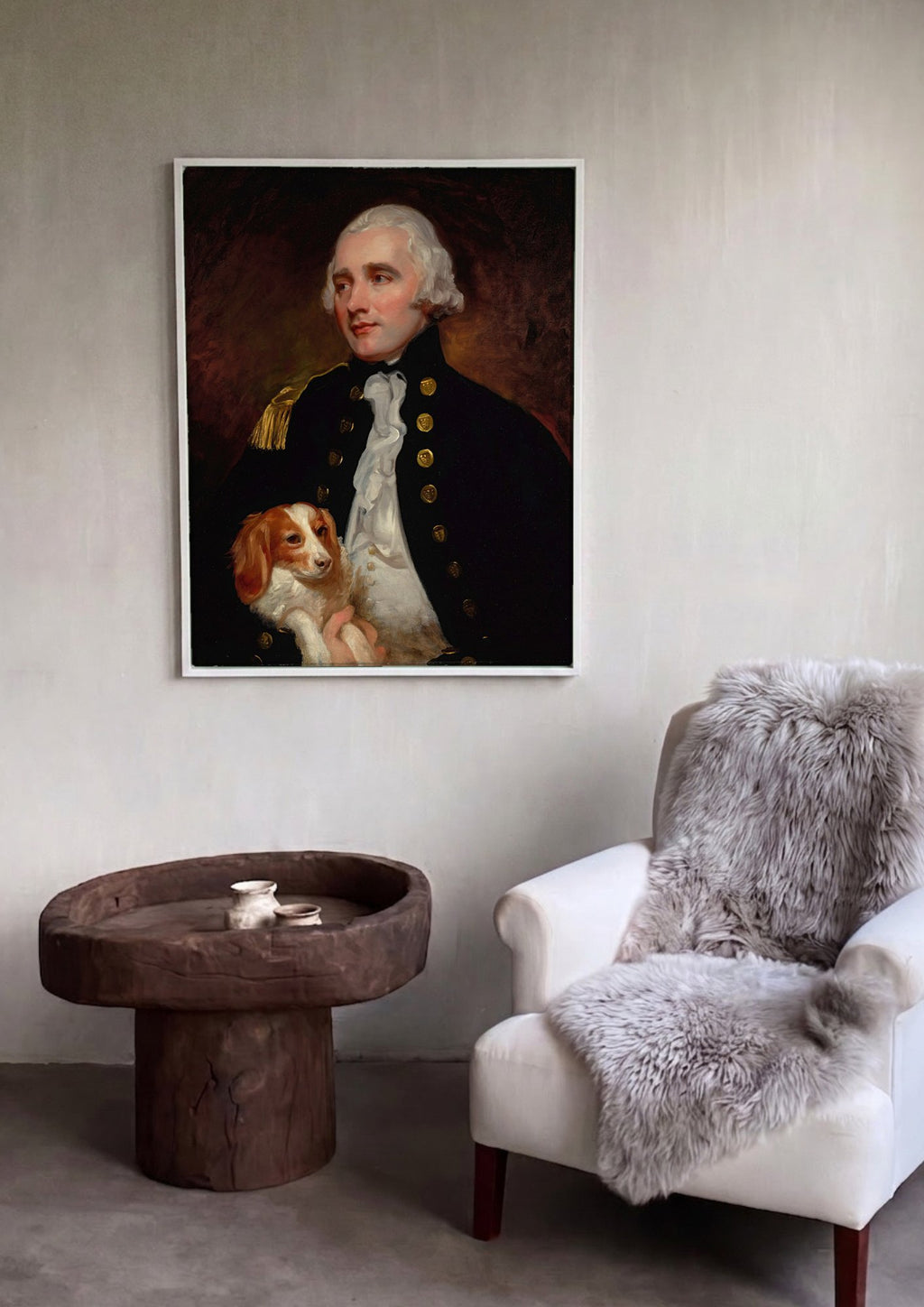 Quadro Decorativo Retrato com Cão - George Romney em ambiente decorado
