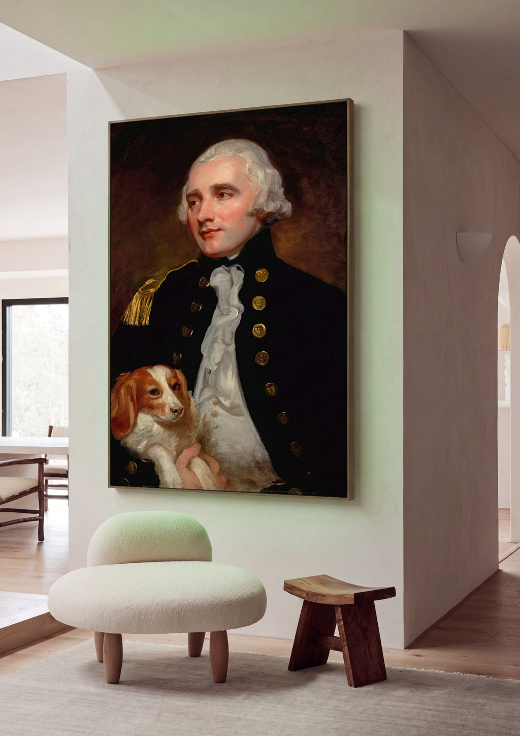 Quadro Decorativo Retrato com Cão - George Romney em ambiente decorado