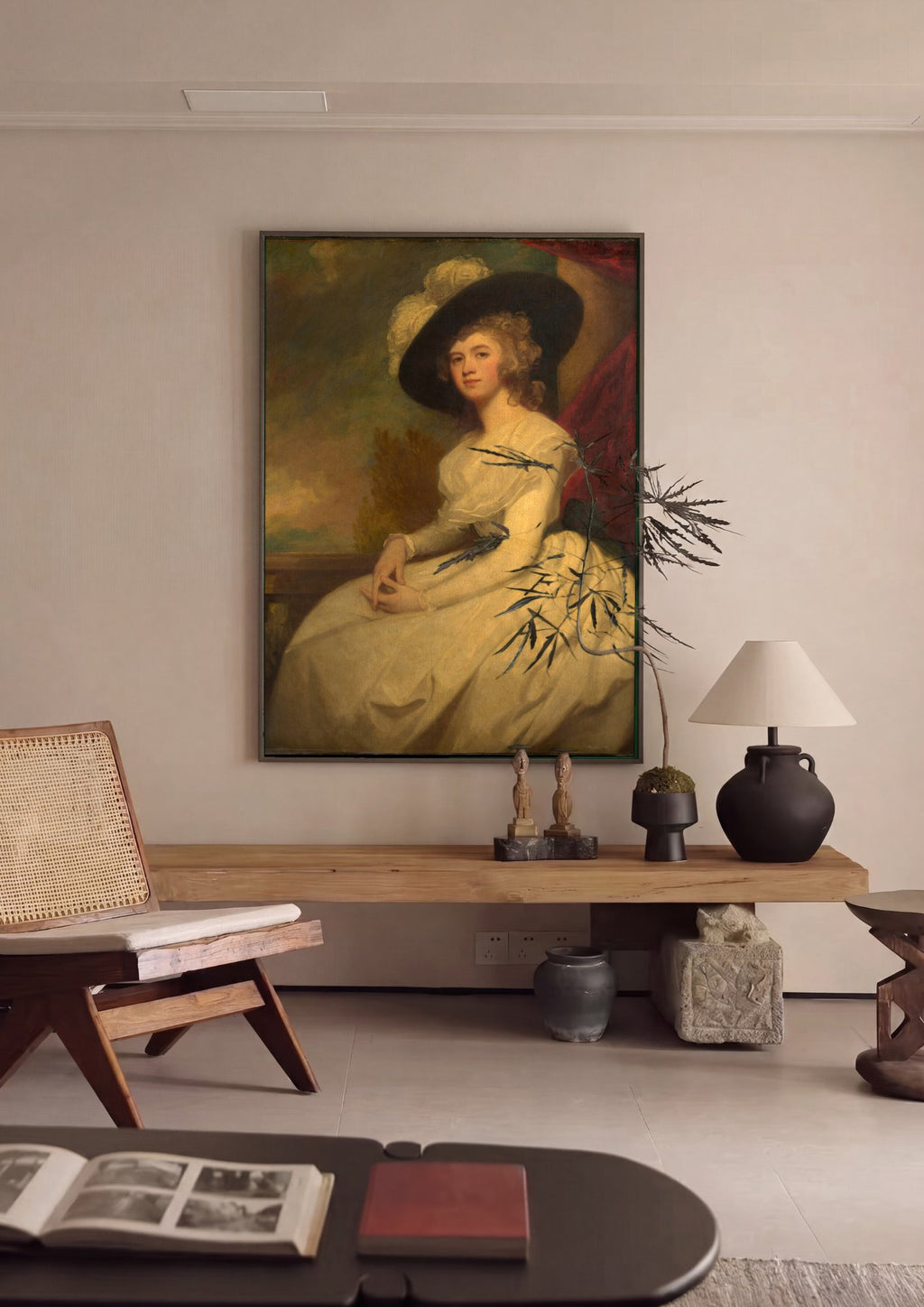 Quadro Decorativo Retrato de Dama - George Romney em ambiente decorado