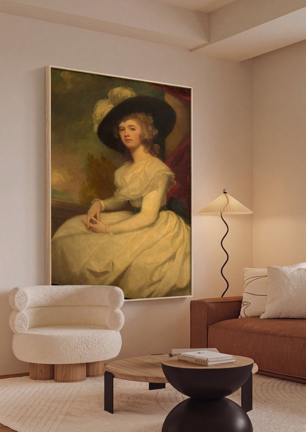 Quadro Decorativo Retrato de Dama - George Romney em ambiente decorado