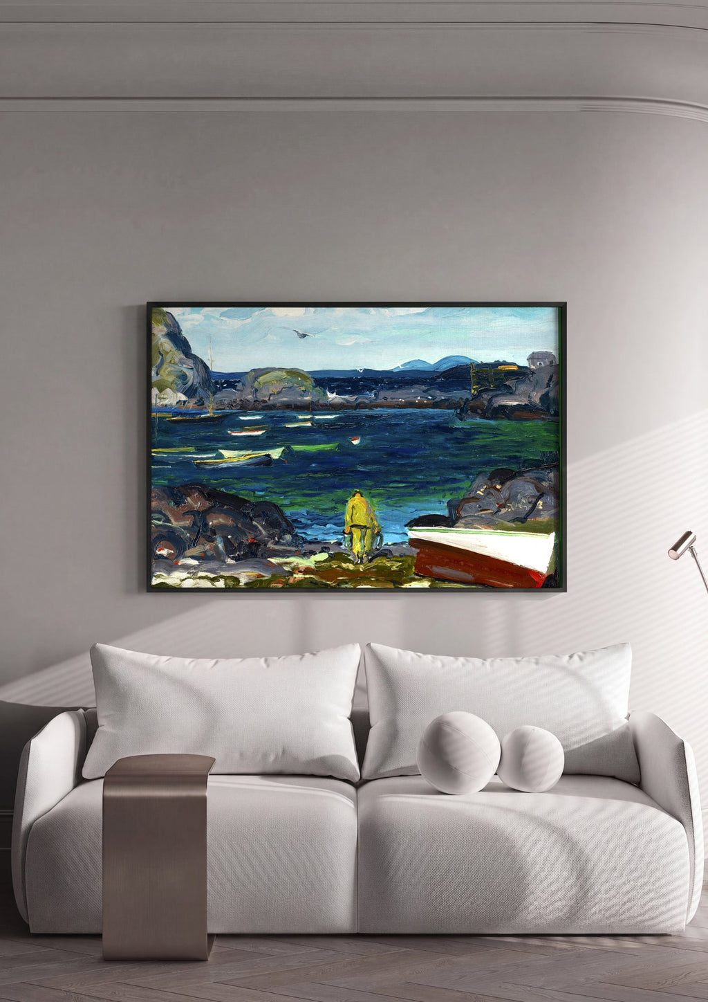 Quadro Decorativo Porto Pesqueiro - George Bellows em ambiente decorado