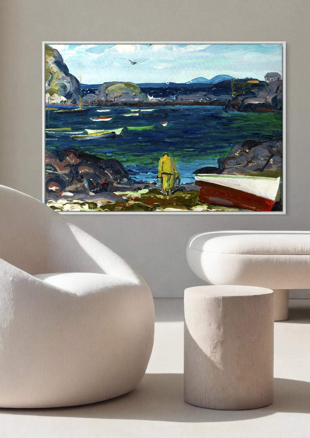 Quadro Decorativo Porto Pesqueiro - George Bellows em ambiente decorado