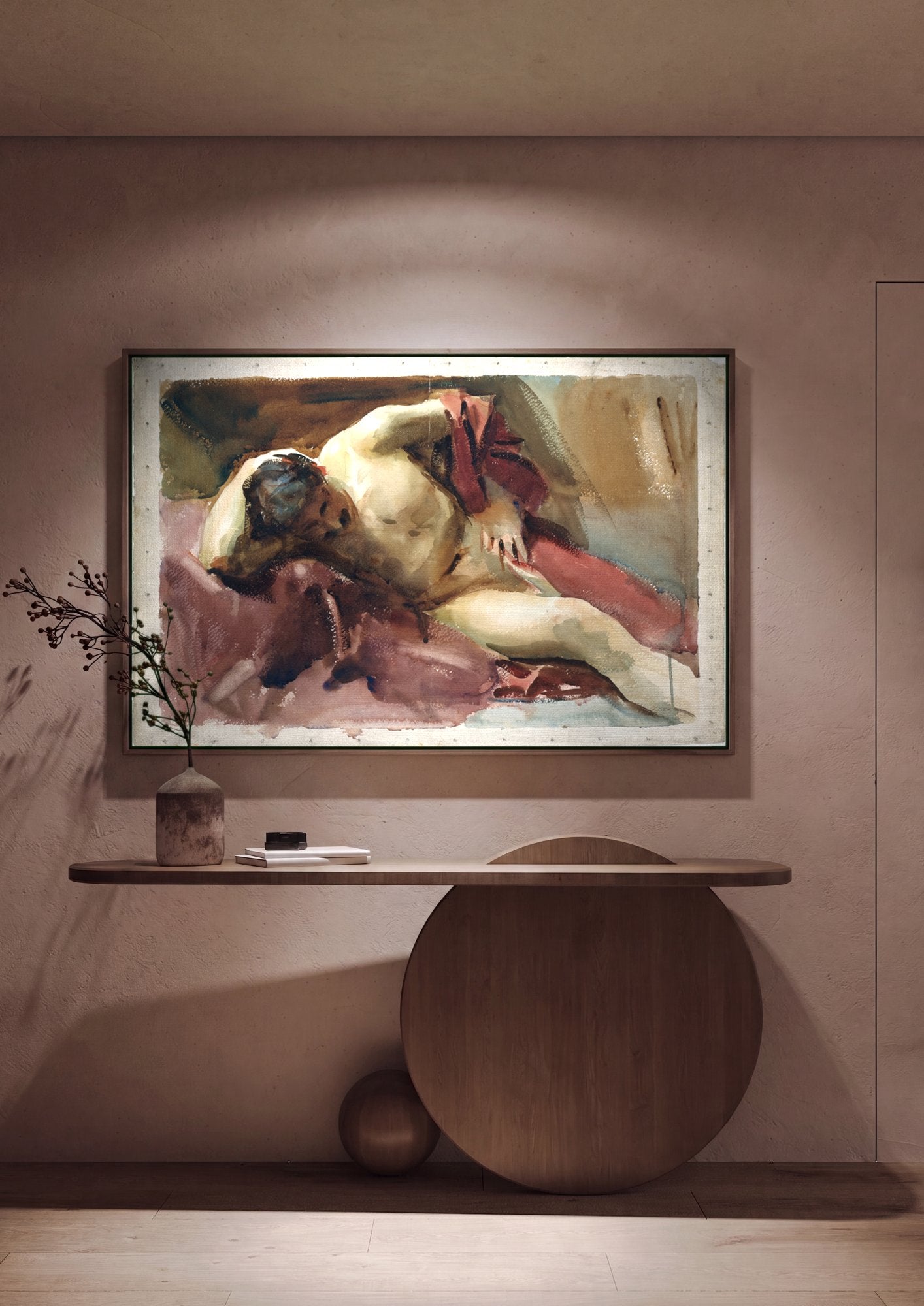 Quadro Decorativo Figura Reclinada - Sargent em ambiente decorado