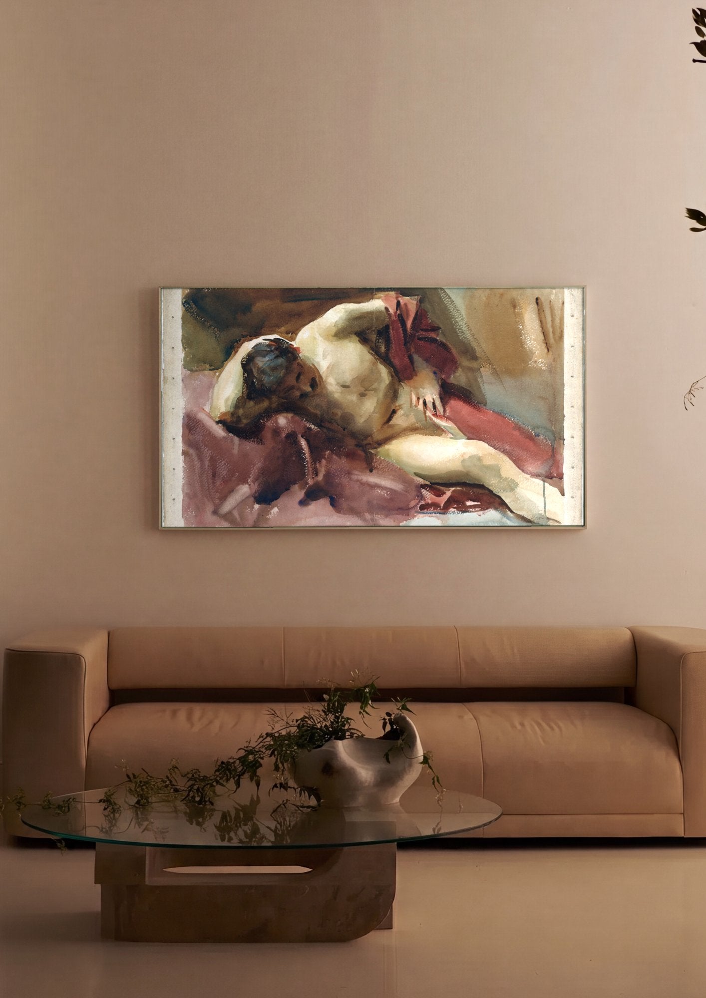 Quadro Decorativo Figura Reclinada - Sargent em ambiente decorado