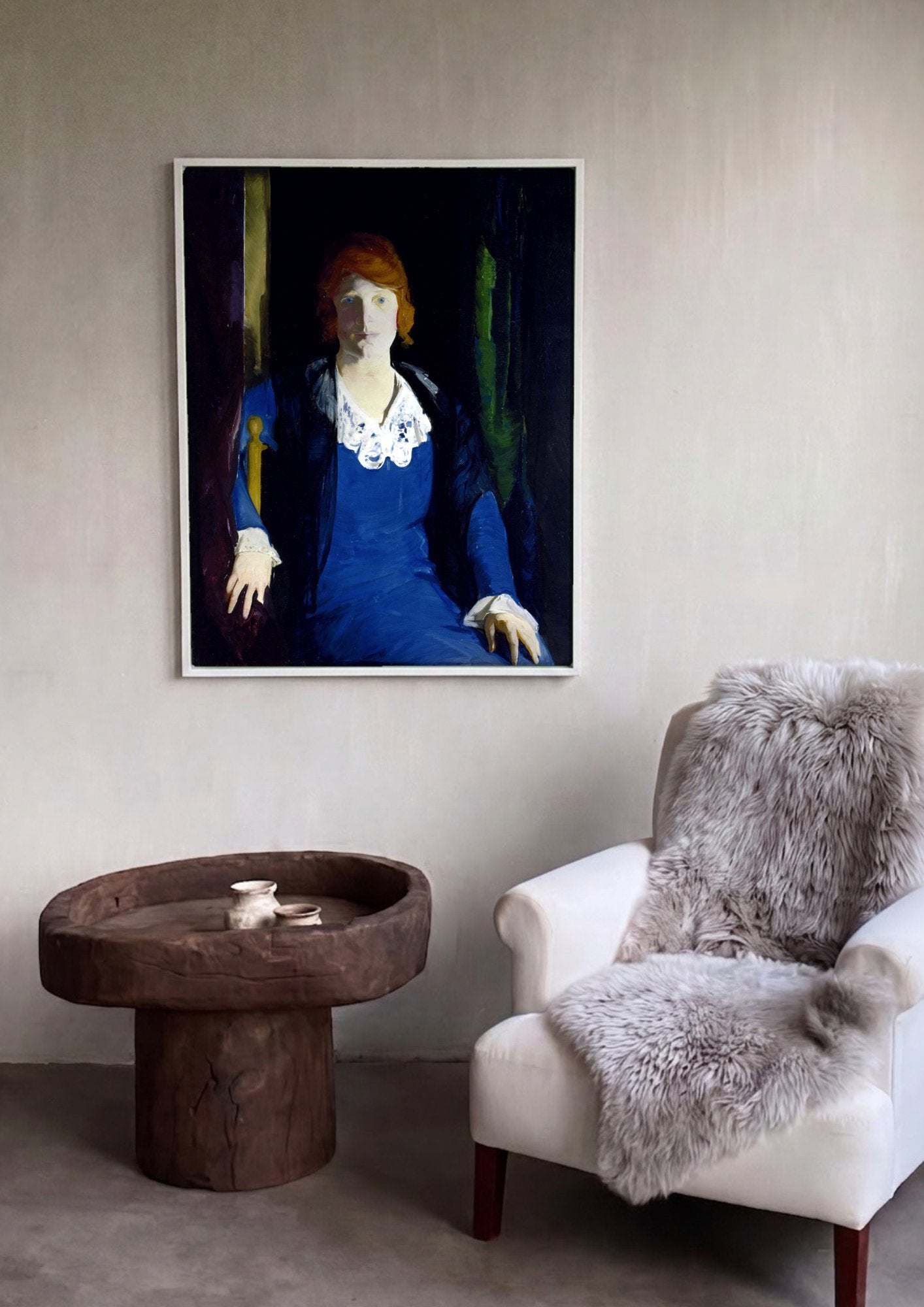 Quadro Decorativo Senhora em Azul - George Bellows em ambiente decorado